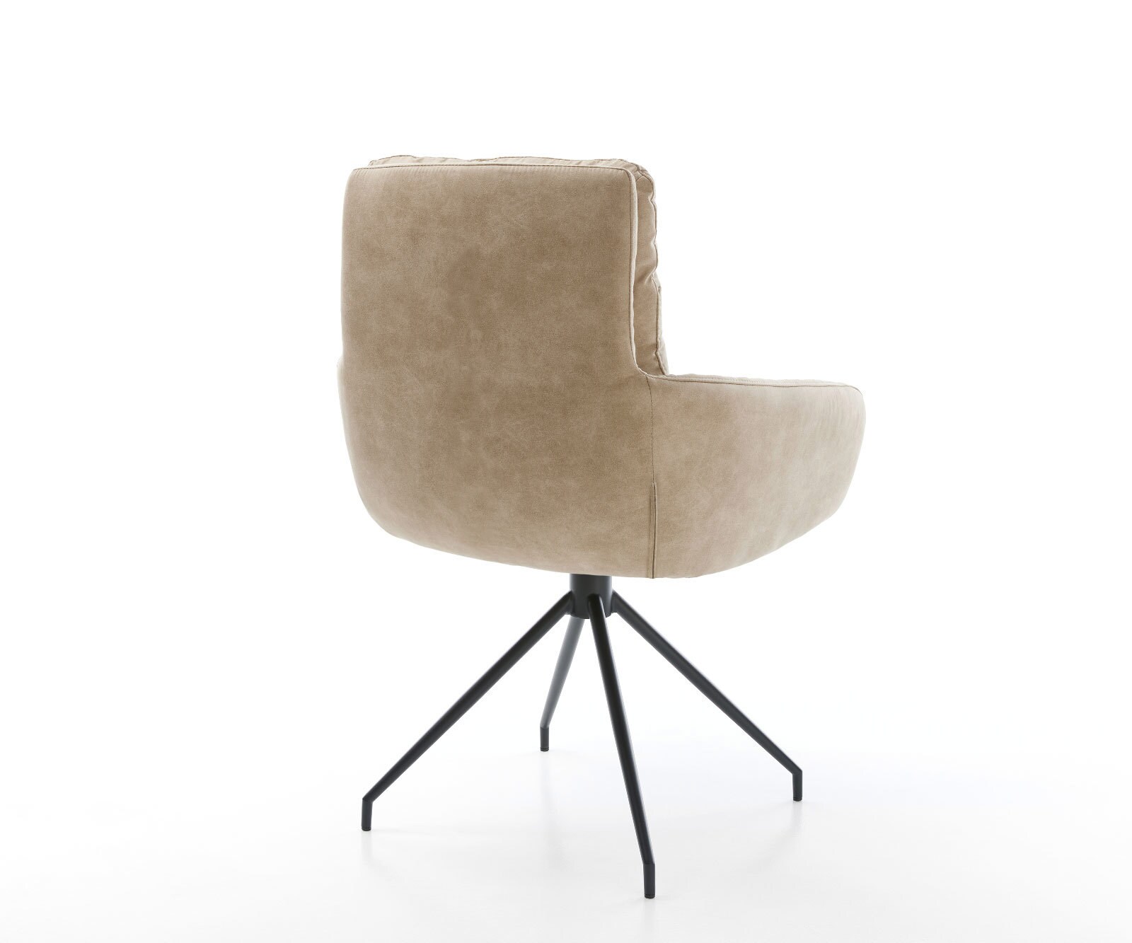 Esszimmerstuhl Abelia-Flex mit Armlehnen Mikrofaser Beige Vintage Kreuzgestell konisch Schwarz 5