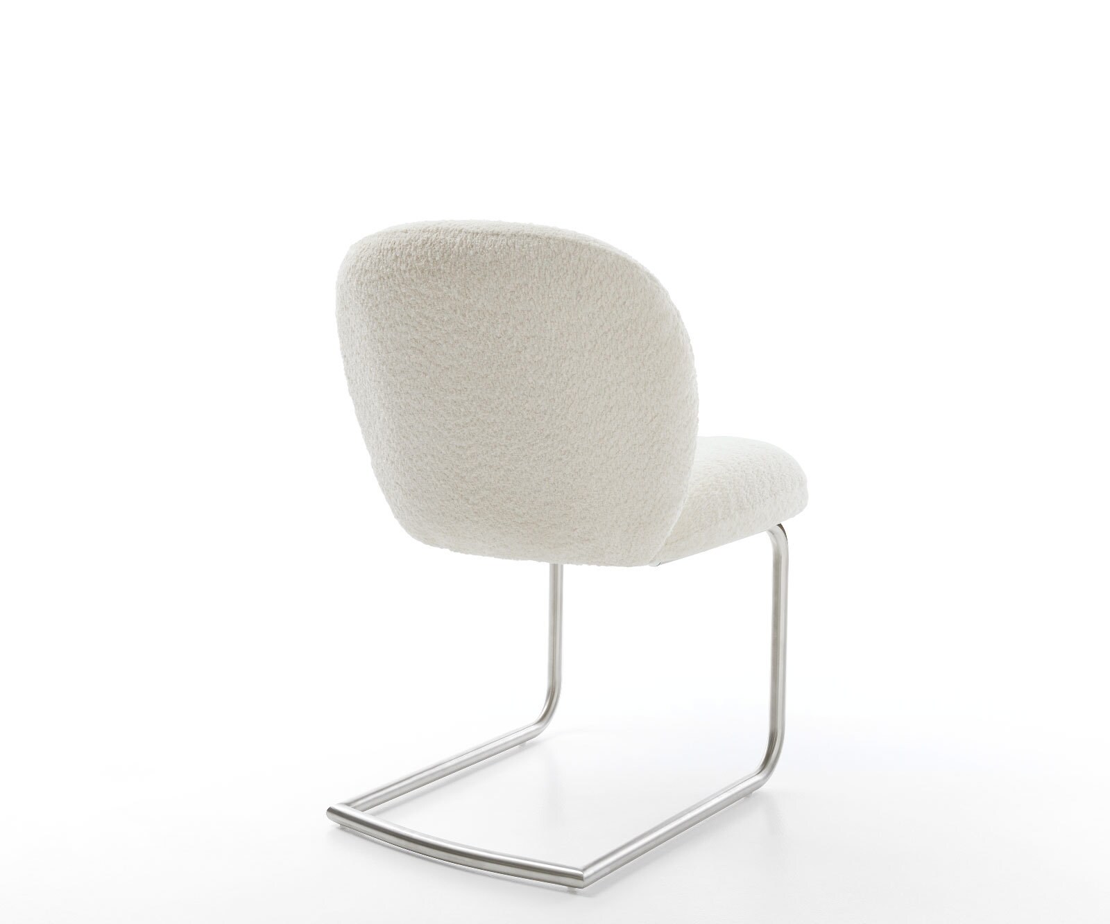 Cantilever Nube-Flex bouclé blanc pied cantilever rond acier inoxydable brossé ressorts ensachés 4