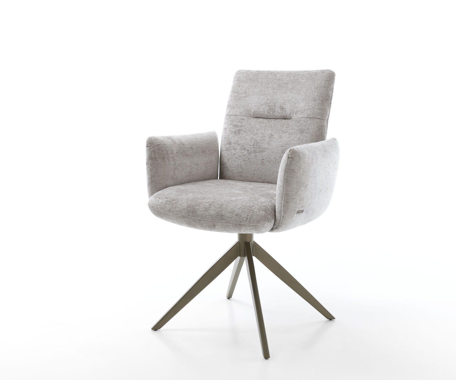 Drehstuhl Jova-Flex mit Armlehnen Chenille Silbergrau Kreuzgestell breit Effektfinish Titan 360° drehbar Taschenfederkern