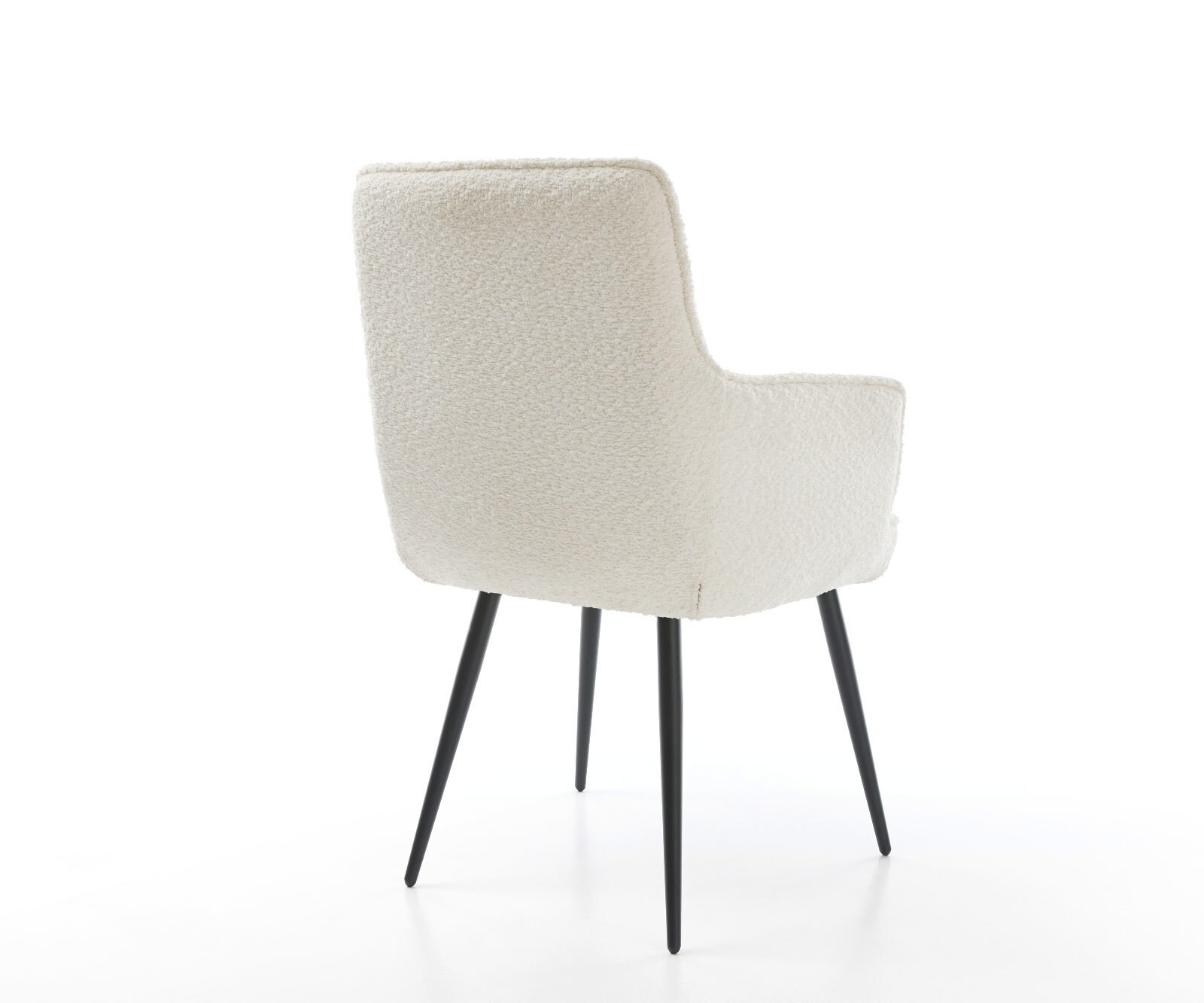 Chaise-de-salle-à-manger Heira-Flex avec accoudoirs bouclé blanc 4 pieds coniques noir ressorts ensachés 4