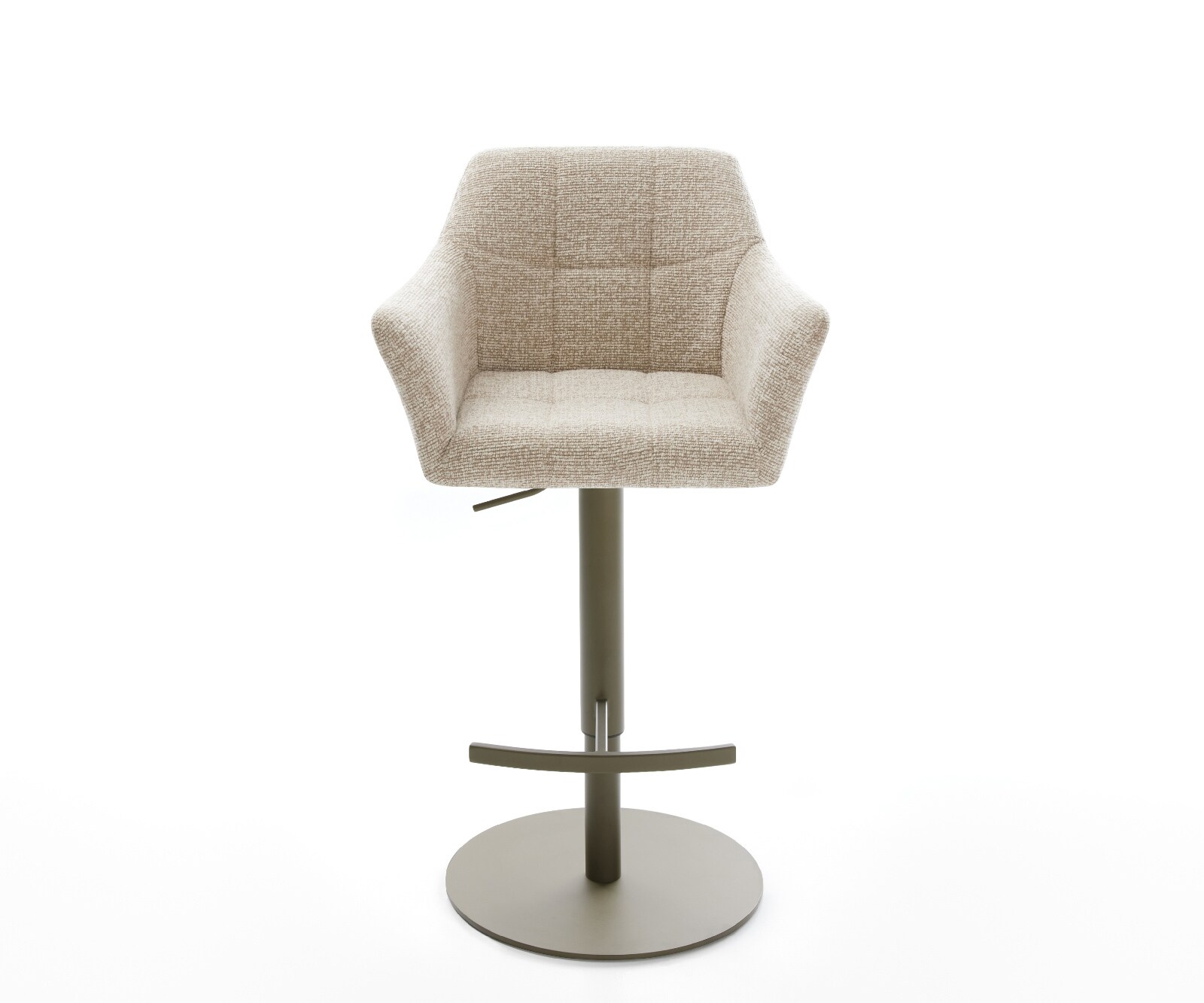 Chaise-de-bar Yulo-Flex Tissu tissé doux Beige Pied pivotant réglable en hauteur couleur titane Couleur titane 1