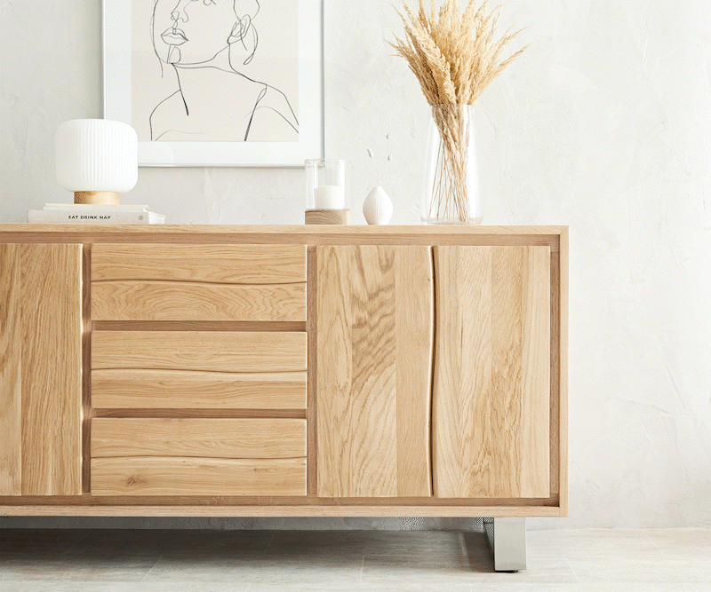 Buffet Live-Edge 170 cm chêne naturel 3 tiroirs 4 portes 5