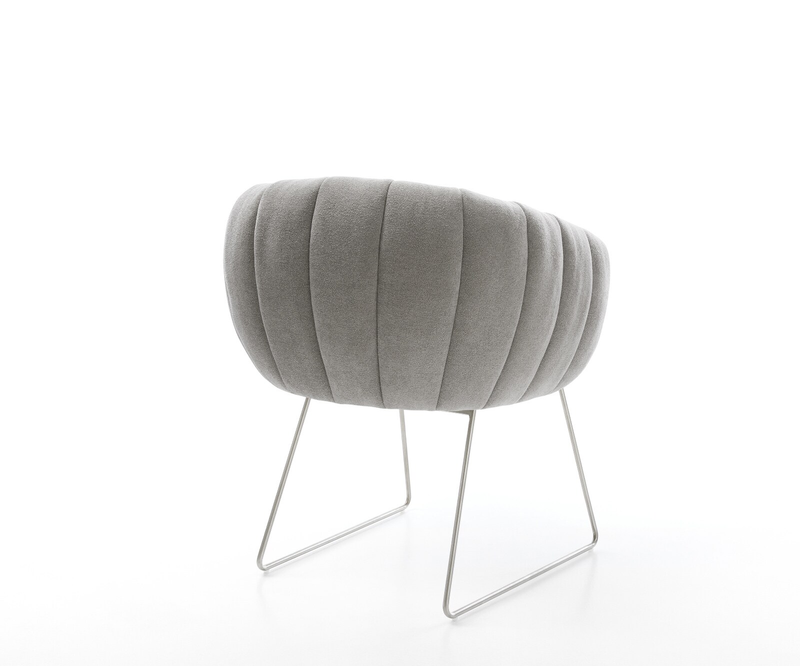 Esszimmerstuhl Jada-Flex Strukturstoff Soft Grau Kufengestell Edelstahl Taschenfederkern 5