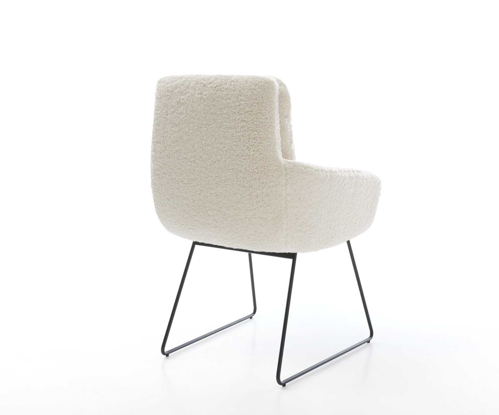 Chaise-de-salle-à-manger Abelia-Flex avec accoudoirs tissu teddy beige pied trapèze noir 5