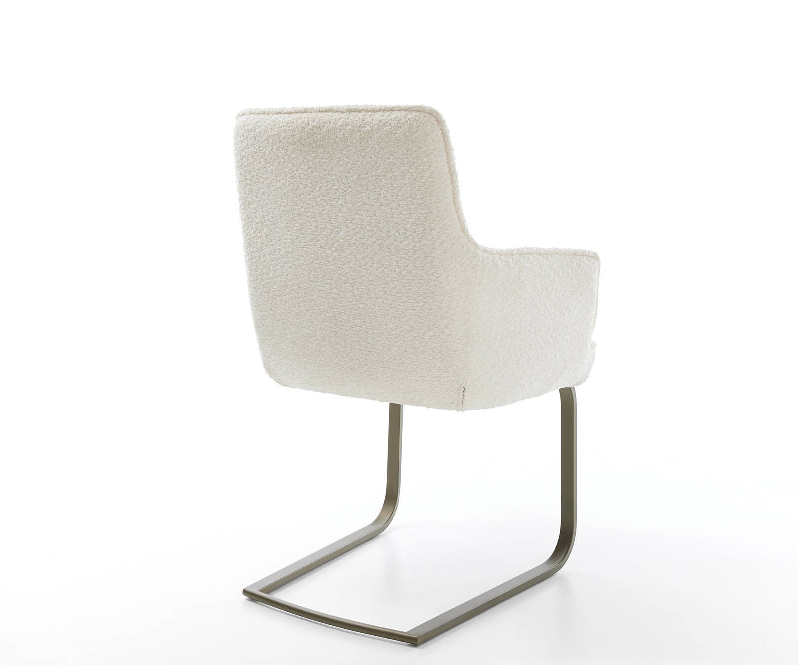 Cantilever Heira-Flex avec accoudoirs bouclé blanc pied cantilever plat aspect titane ressorts ensachés 5