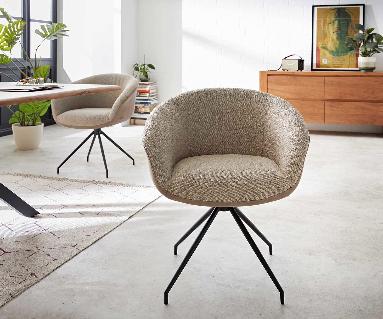 Drehstuhl Vinka-Flex mit Armlehnen Materialmix Schlamm Kreuzgestell konisch Schwarz 180° drehbar Taschenfederkern 1 Drehstuhl Vinka-Flex mit Armlehnen Materialmix Schlamm Kreuzgestell konisch Schwarz 180° drehbar Taschenfederkern 1