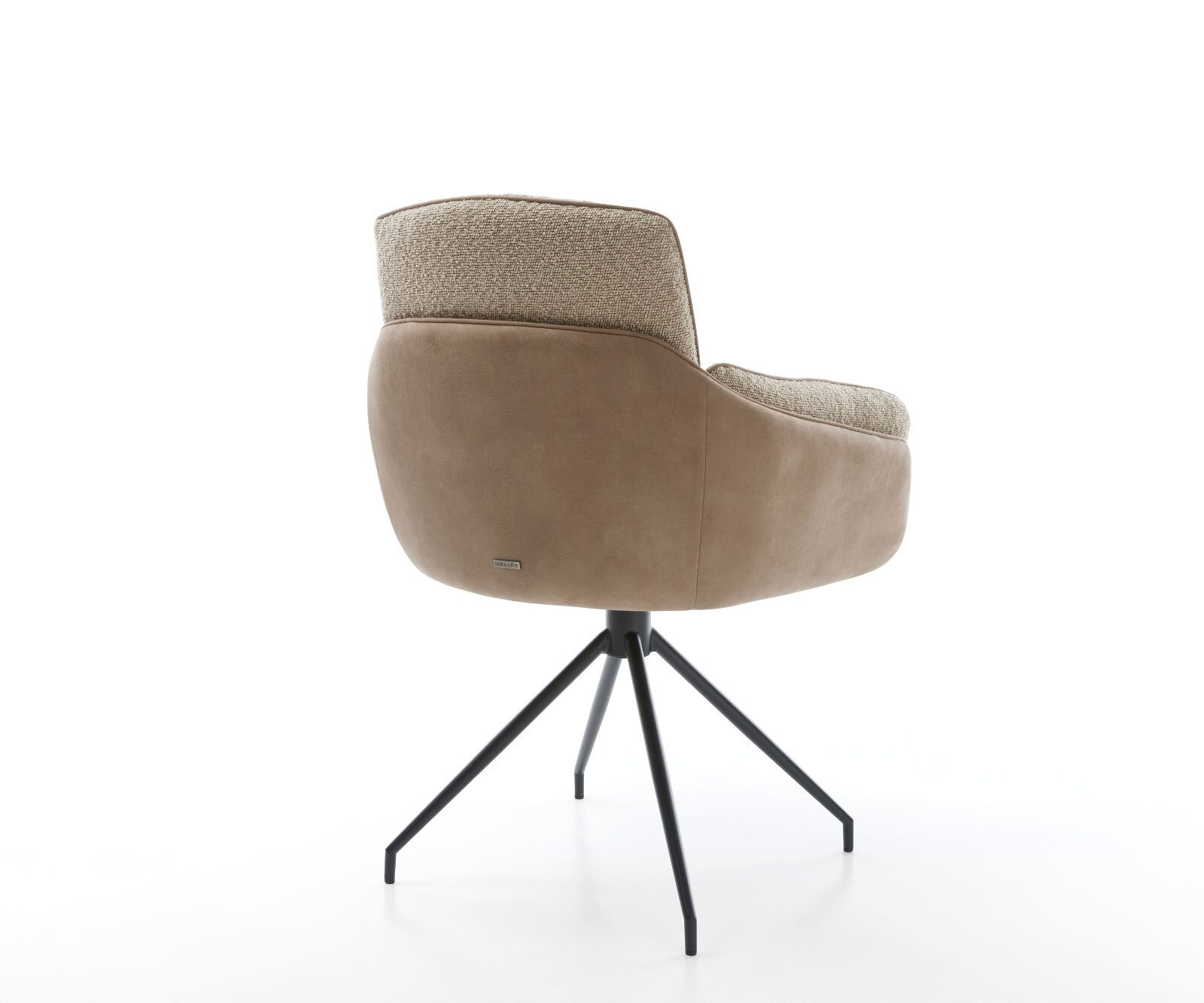 Chaise-pivotante Luan-Flex avec accoudoirs tissu mixte couleur boue pied croisé conique noir pivotement sur 180° 3