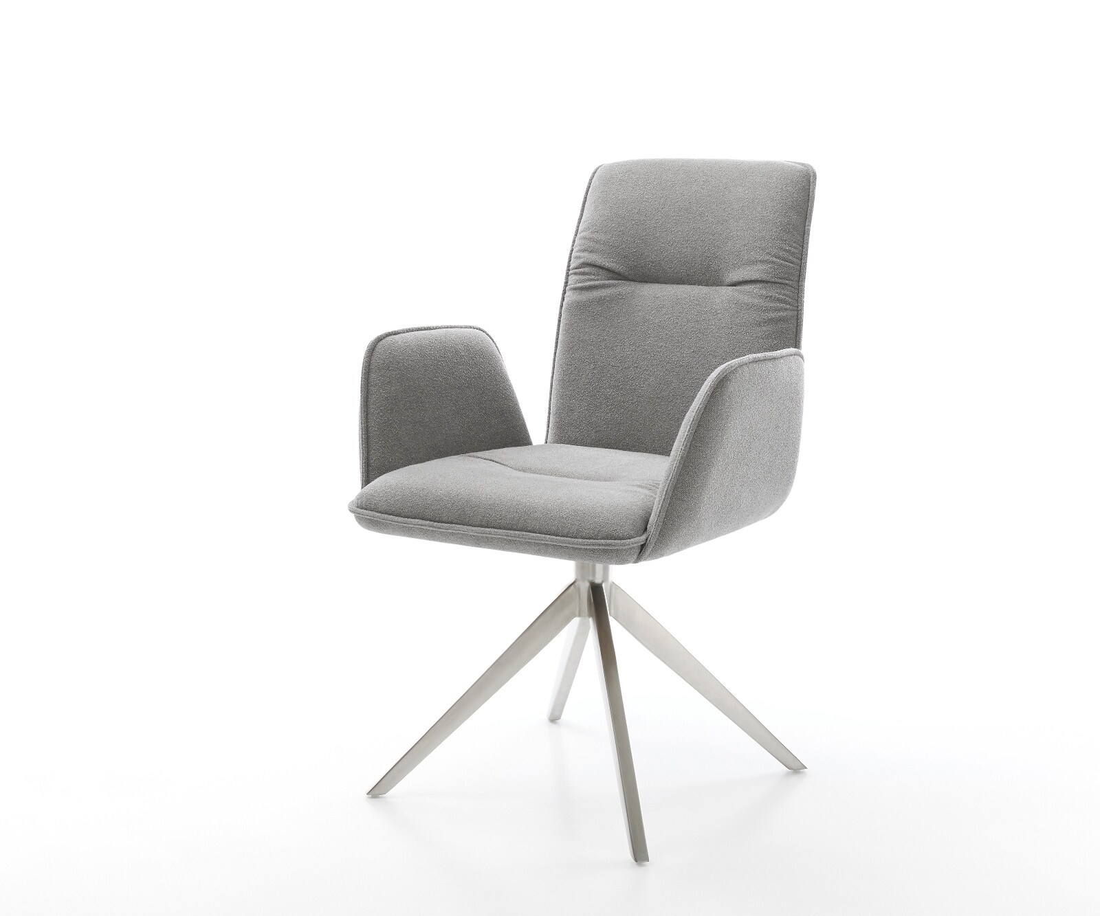 Drehstuhl Vinja-Flex Strukturstoff Soft Grau Kreuzgestell breit Edelstahl 360° drehbar Wippfunktion 1