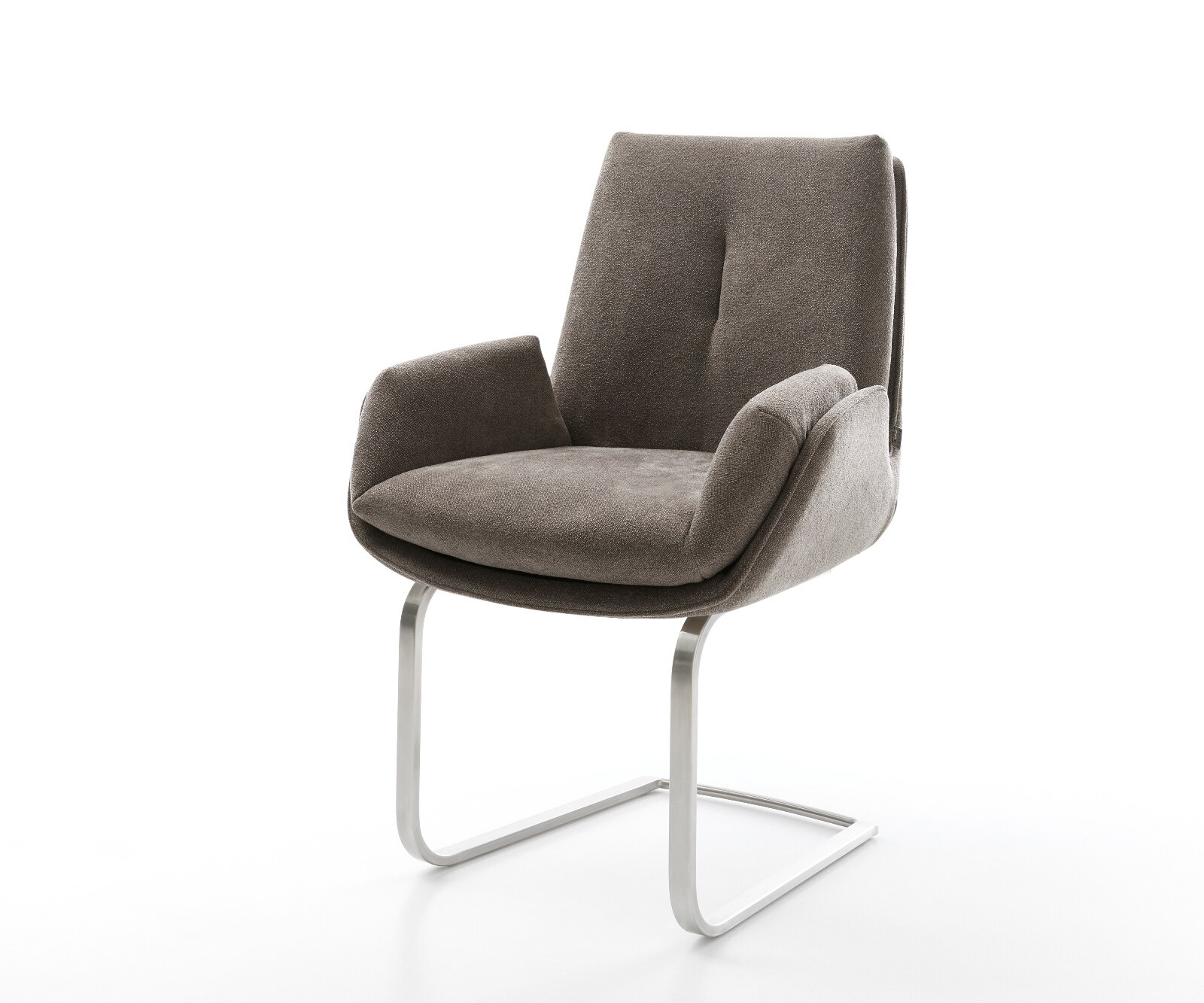 Freischwinger Clea-Flex Strukturstoff Soft Taupe Freischwinger flach Edelstahl