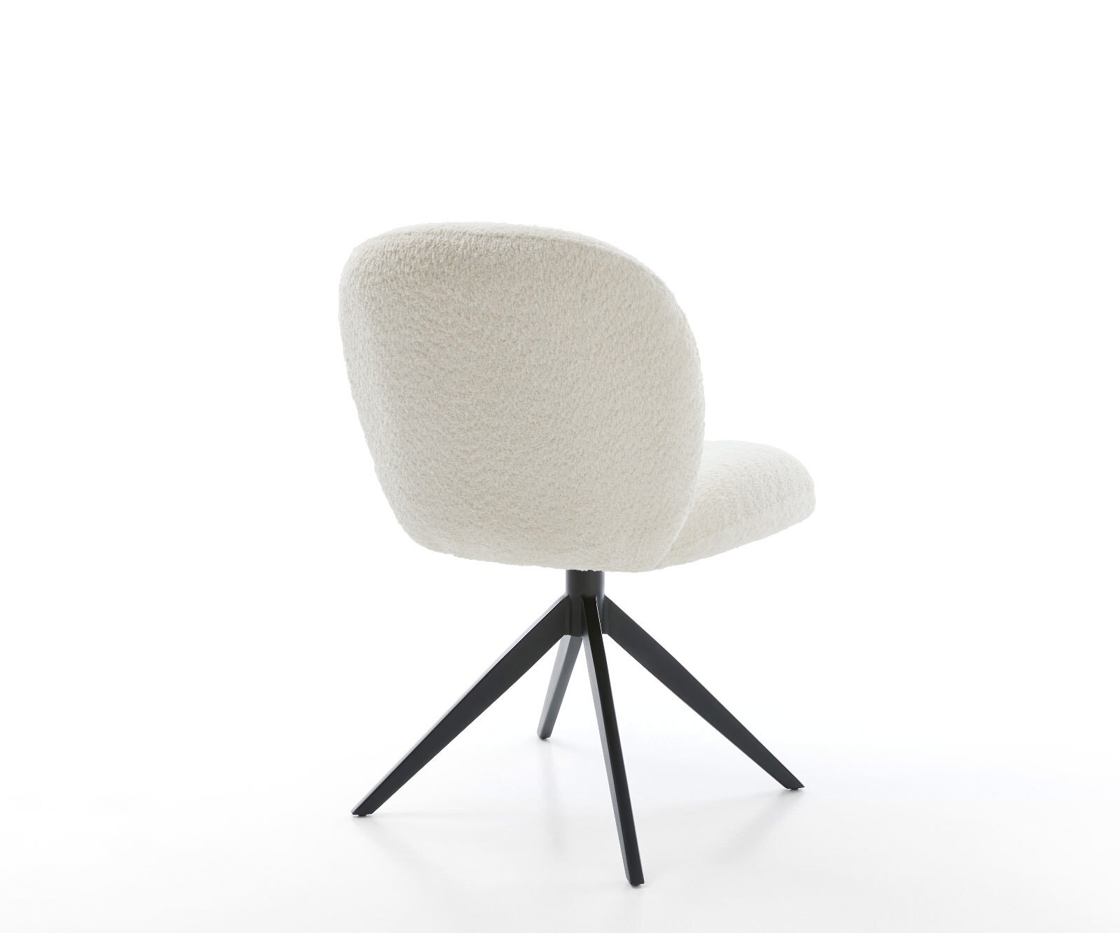 Drehstuhl Nube-Flex Bouclé Weiß Kreuzgestell breit Schwarz 360° drehbar Wippfunktion Taschenfederkern 4