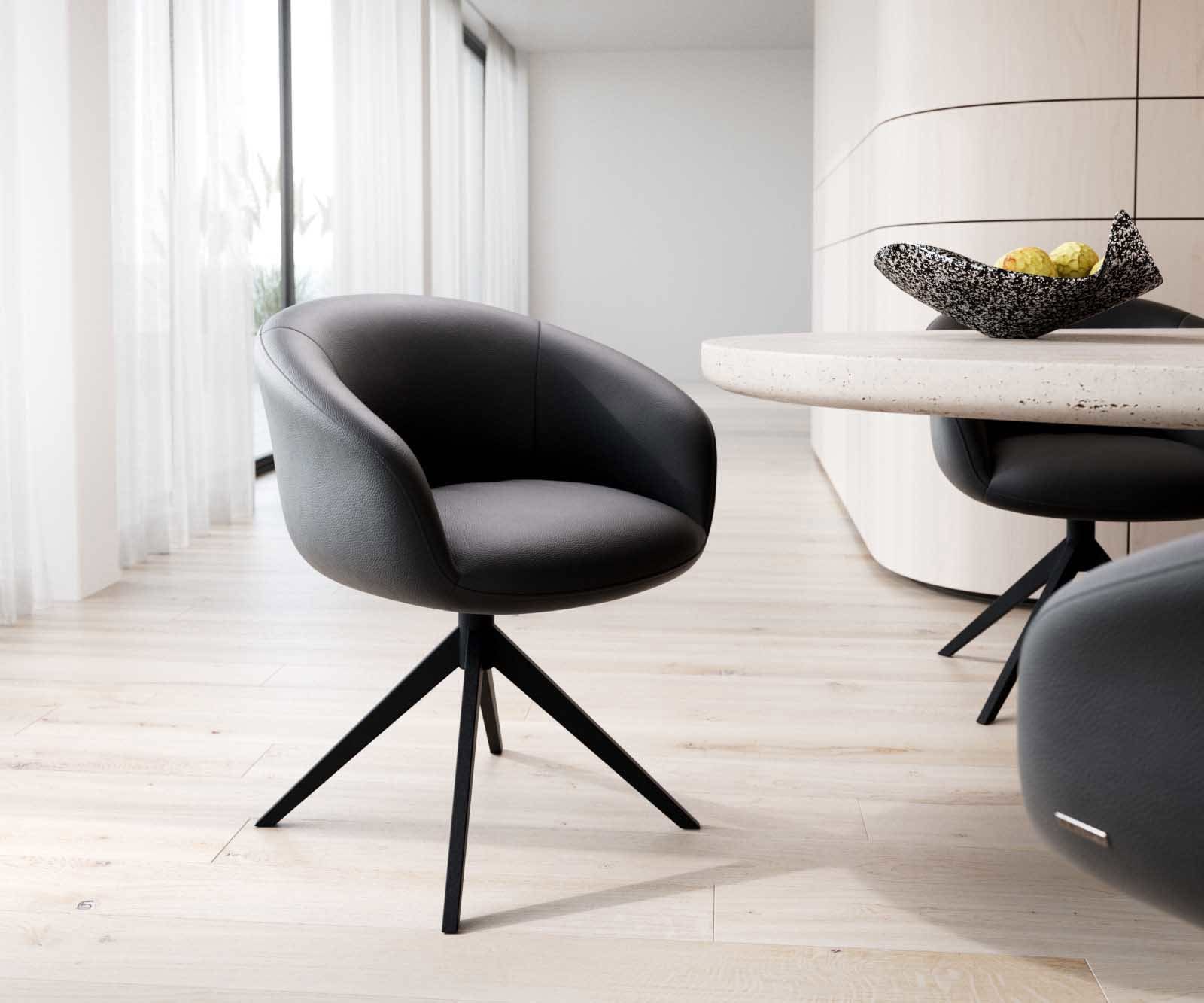 Drehstuhl Vinka-Flex mit Armlehnen Echt-Leder Schwarz Kreuzgestell breit Schwarz 360° drehbar Taschenfederkern Drehstuhl Vinka-Flex mit Armlehnen Echt-Leder Schwarz Kreuzgestell breit Schwarz 360° drehbar Taschenfederkern