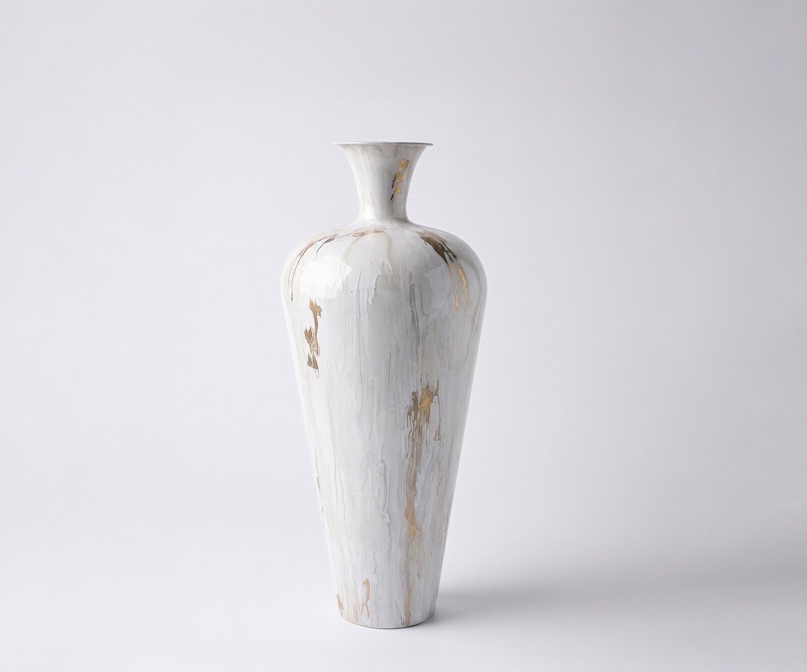 Vase Marvella B27 x T27 x H64 cm Metall Kintsugi Handgemacht