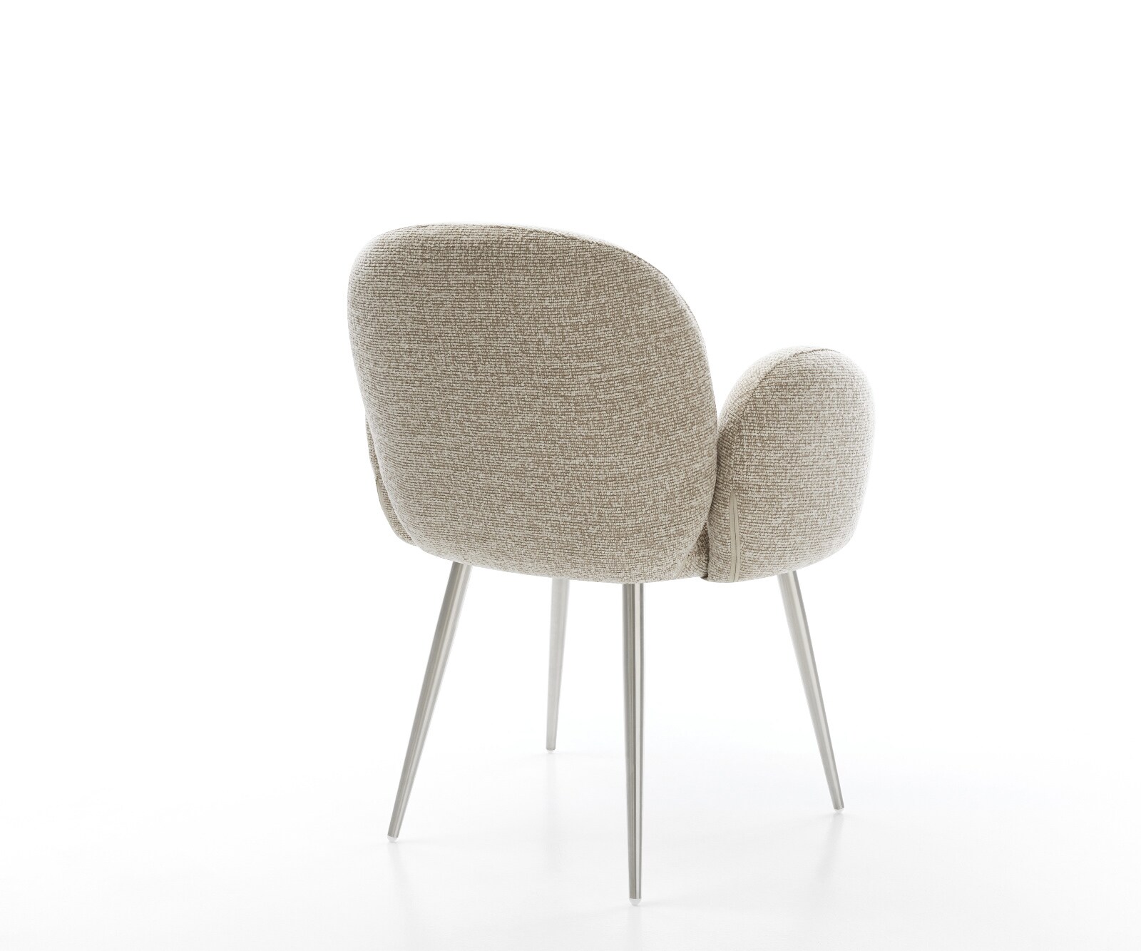Esszimmerstuhl Nube-Flex mit Armlehnen Webstoff Soft Beige 4-Fuß konisch Edelstahl Taschenfederkern 4