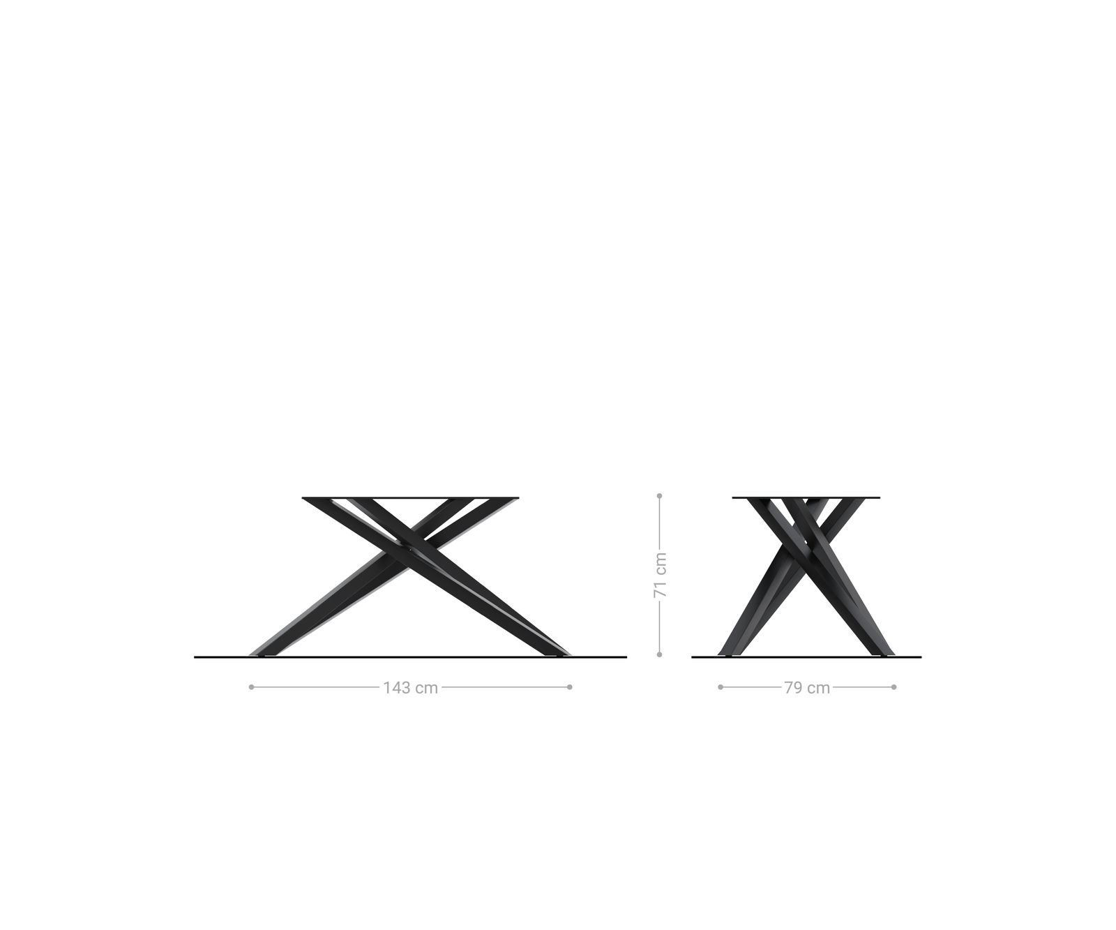 Kreuzgestell Rechteck Edelstahl Graphit für Tischplatten ab 200 cm 1
