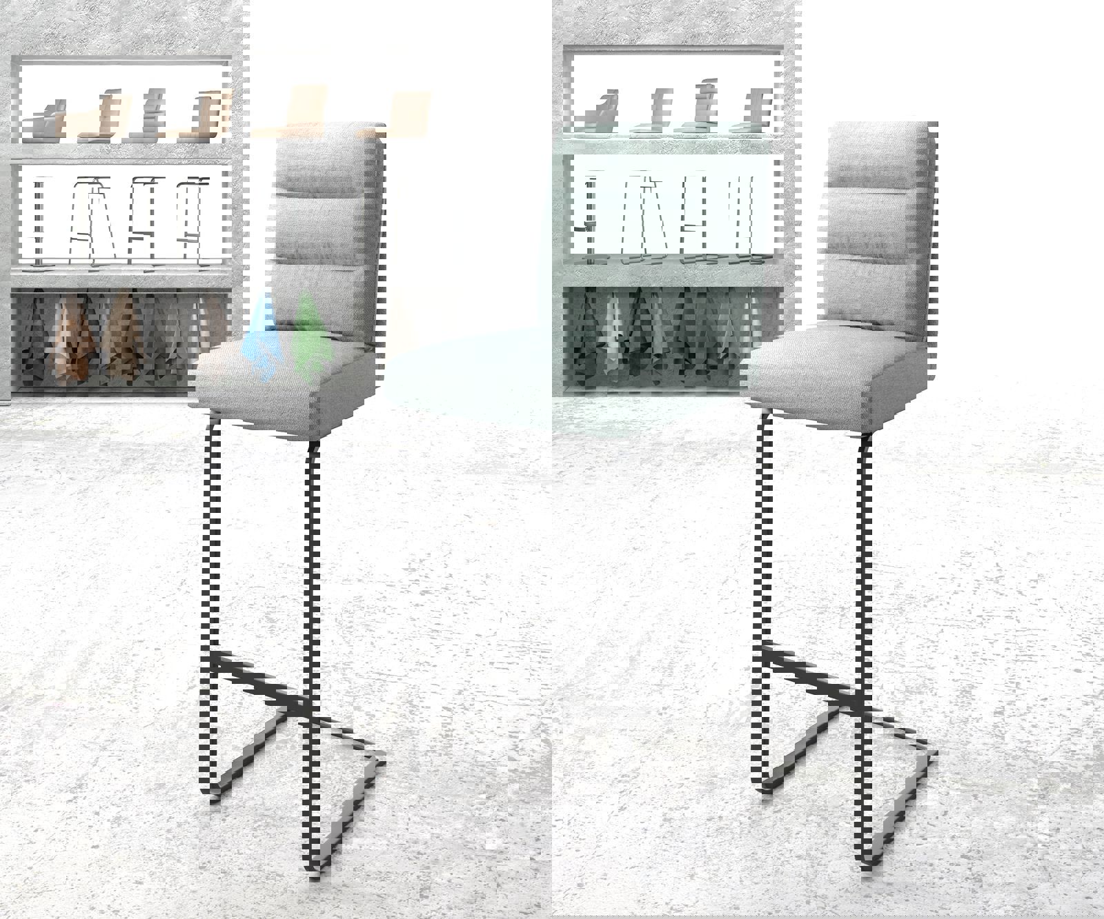 Chaise-de-bar Pela-Flex rayures menthe chaise cantilever métal plat 1