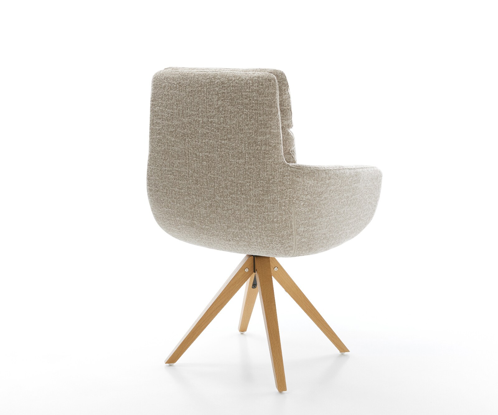 Drehstuhl Abelia-Flex mit Armlehnen Webstoff Soft Beige Holzgestell kantig Natur 180° drehbar 4