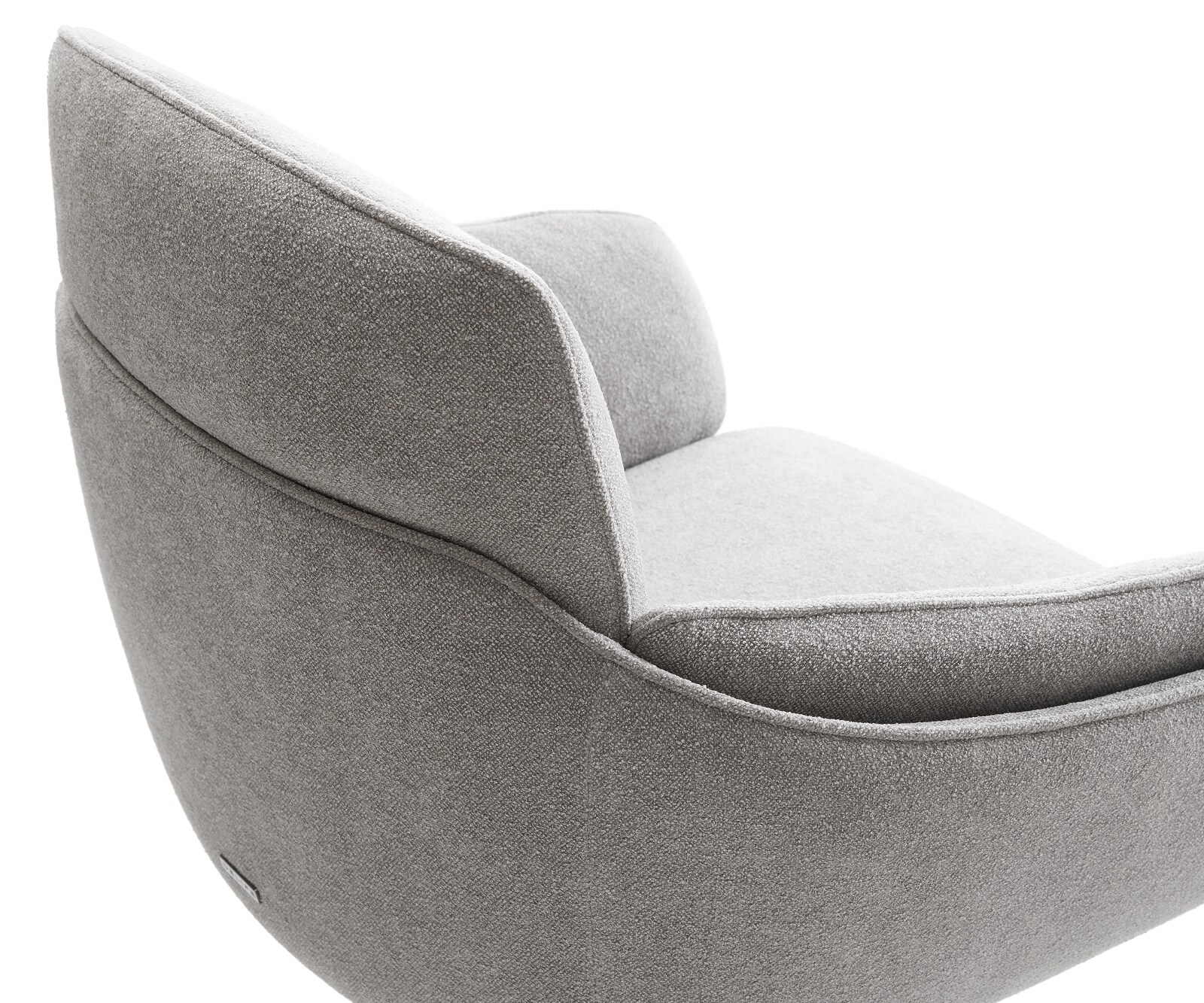 Chaise-de-salle-à-manger Luan-Flex avec accoudoirs tissu structuré doux gris pied croisé conique noir 4