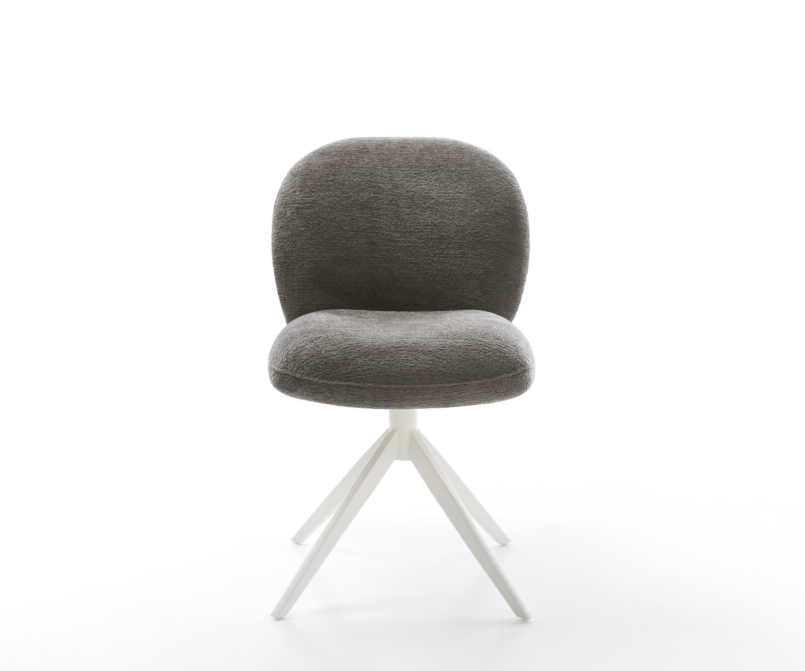 Chaise-pivotante Nube-Flex bouclé doux couleur boue pied croisé large blanc pivotement sur 360° fonction bascule resorts ensachés 1