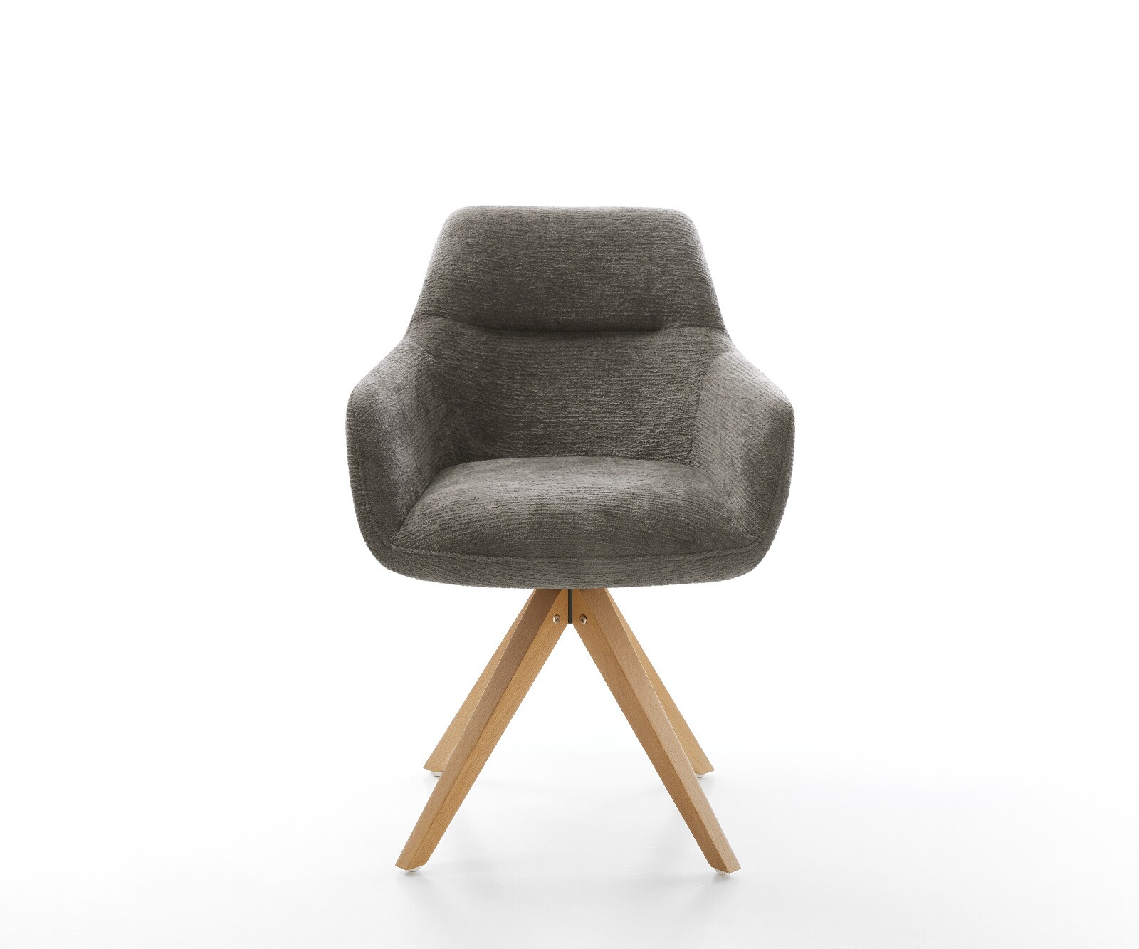 Drehstuhl Pejo-Flex Bouclé Soft Schlamm Holzgestell kantig Natur 360° drehbar Taschenfederkern 2