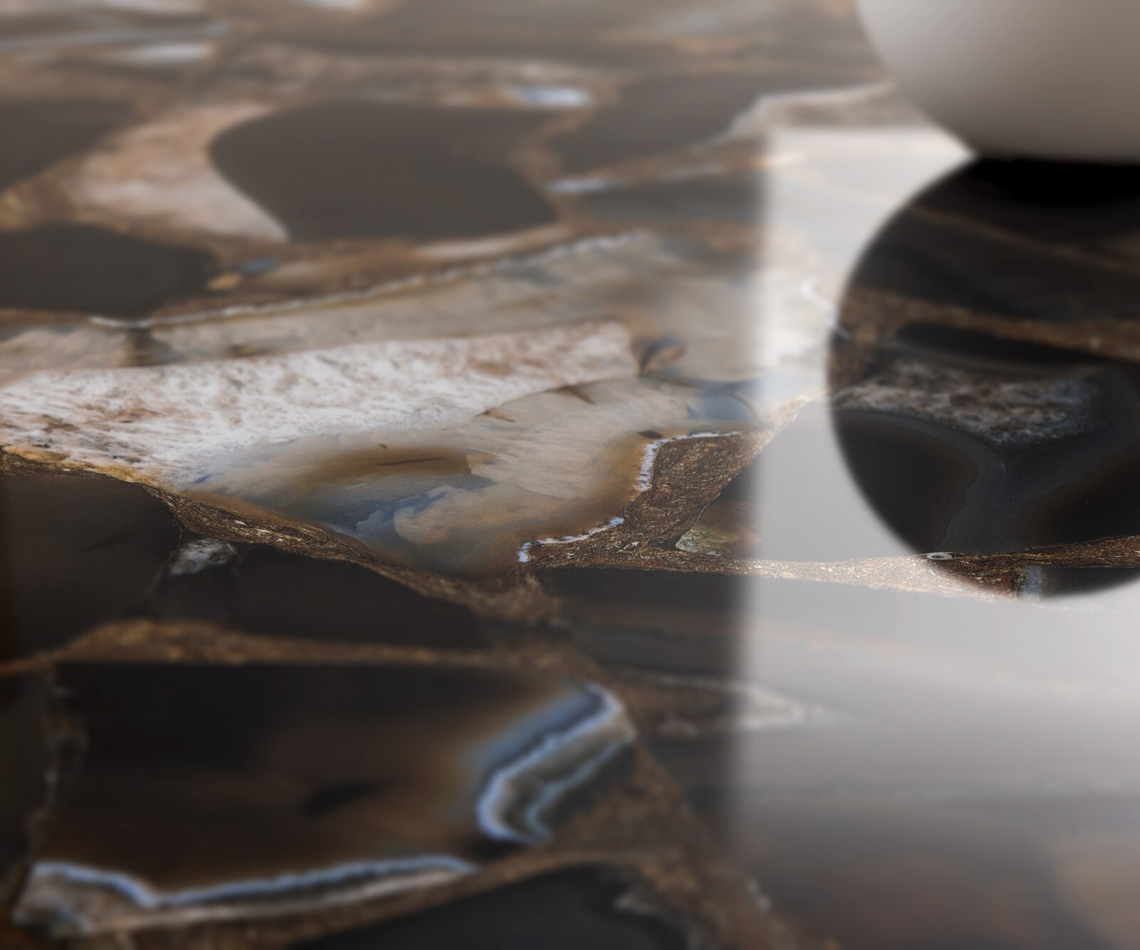 Esstisch Edge Oval 280x130 cm Keramik Iris FMG Agatablack Infinity Metall Effektfinish Titan 4