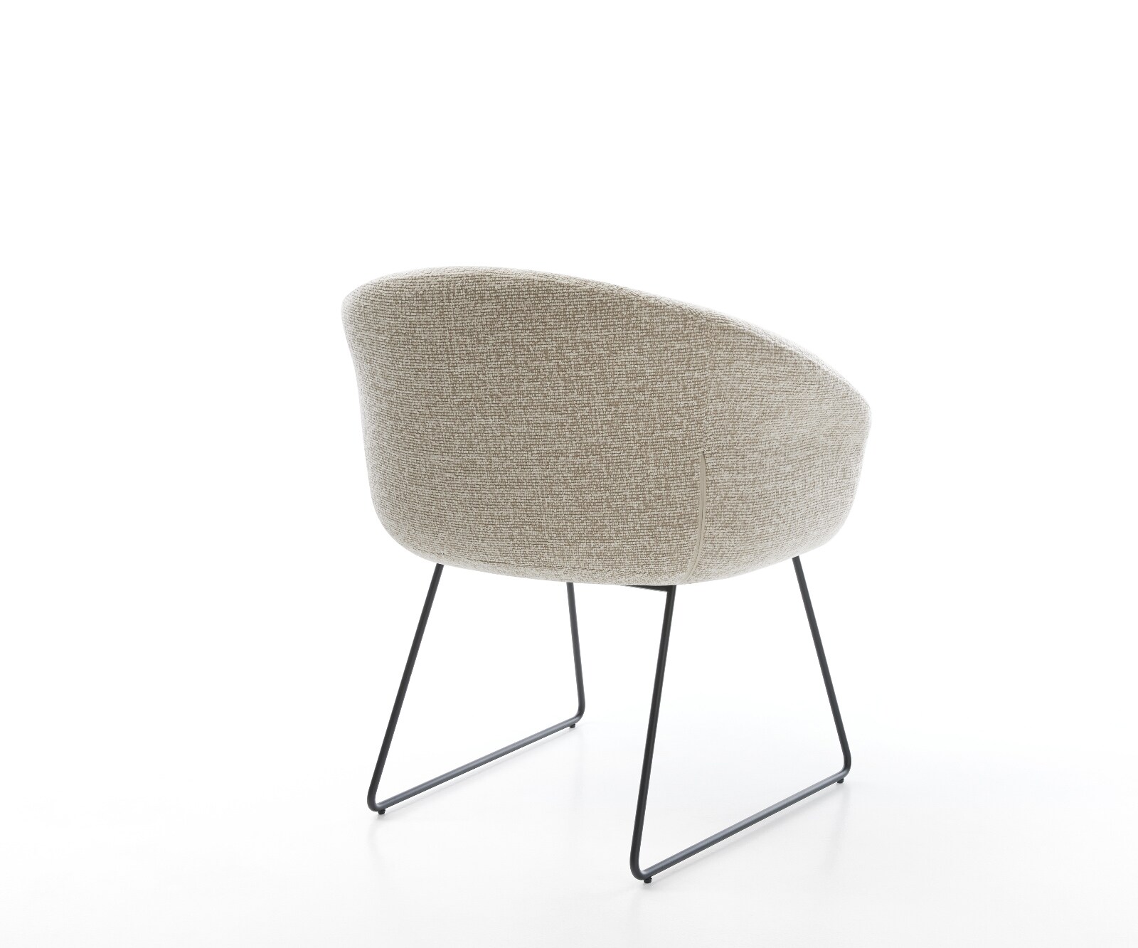 Esszimmerstuhl Vinka-Flex mit Armlehnen Webstoff Soft Beige Kufengestell Schwarz Taschenfederkern 4