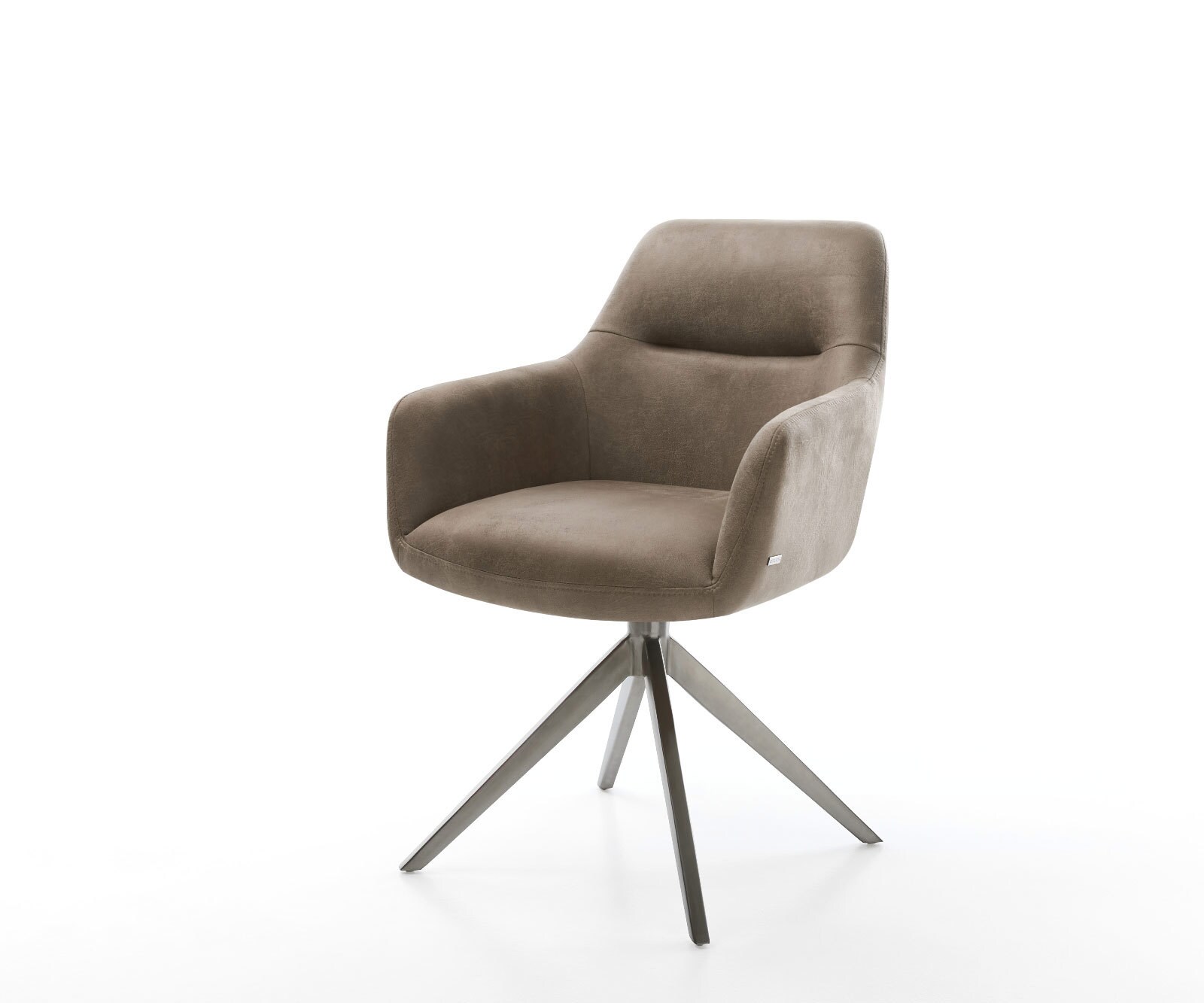 Drehstuhl Pejo-Flex Mikrofaser Taupe Vintage Kreuzgestell breit Graphit 360° drehbar Wippfunktion Taschenfederkern 1