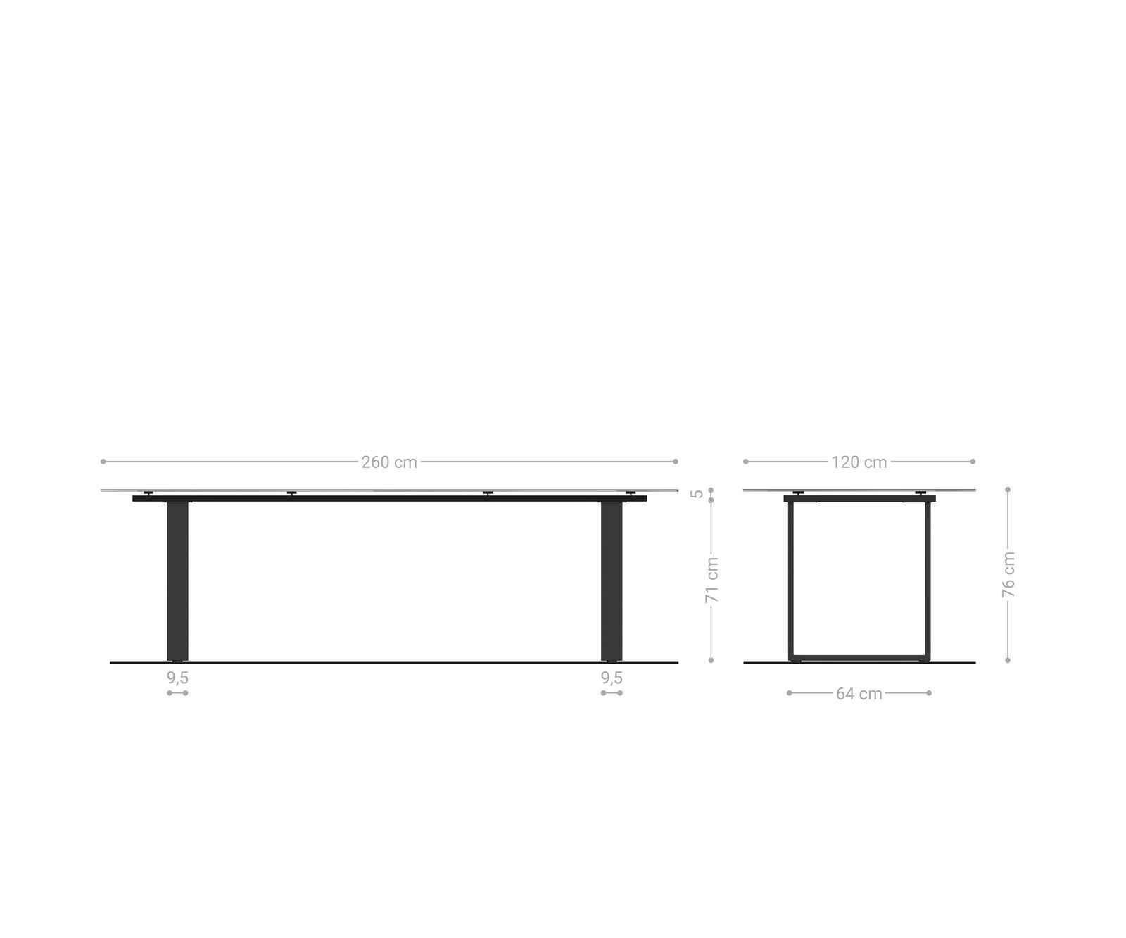 Table à manger Edge Boot 260x120 cm Céramique Minas Melange Blanc-Beige Acier inoxydable Schmal 6