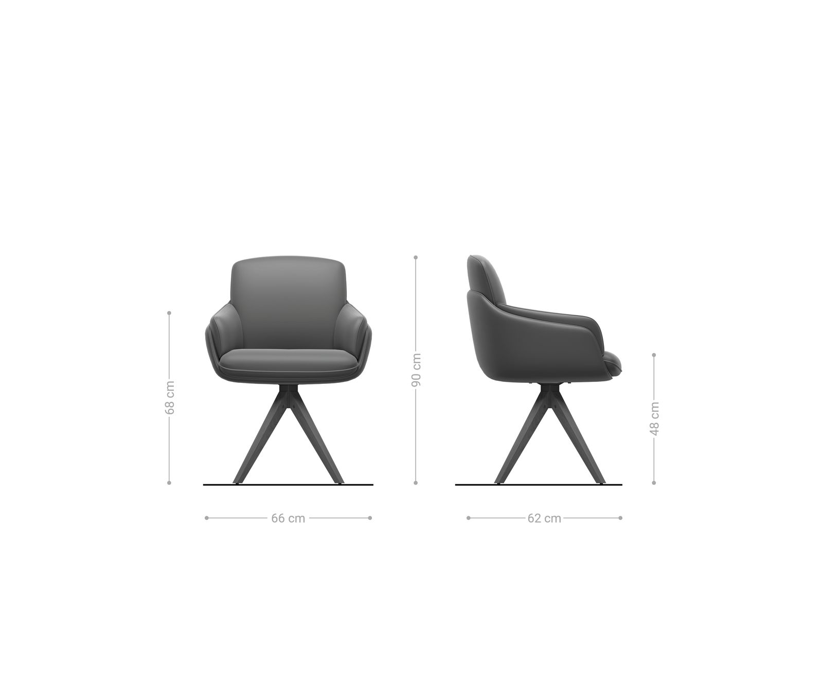 Chaise-pivotante Luan-Flex avec accoudoirs tissu mixte couleur boue pied en bois angulaire naturel pivotement sur 180° 4