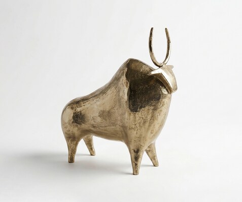 Figur Toro B39 x T12 x H39 cm Aluminium Champagner Handgemacht