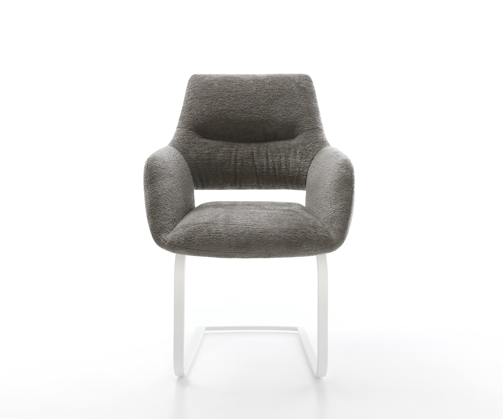 Cantilever Yago-Flex avec accoudoirs bouclé doux couleur boue pied cantilever plat blanc resorts ensachés 1