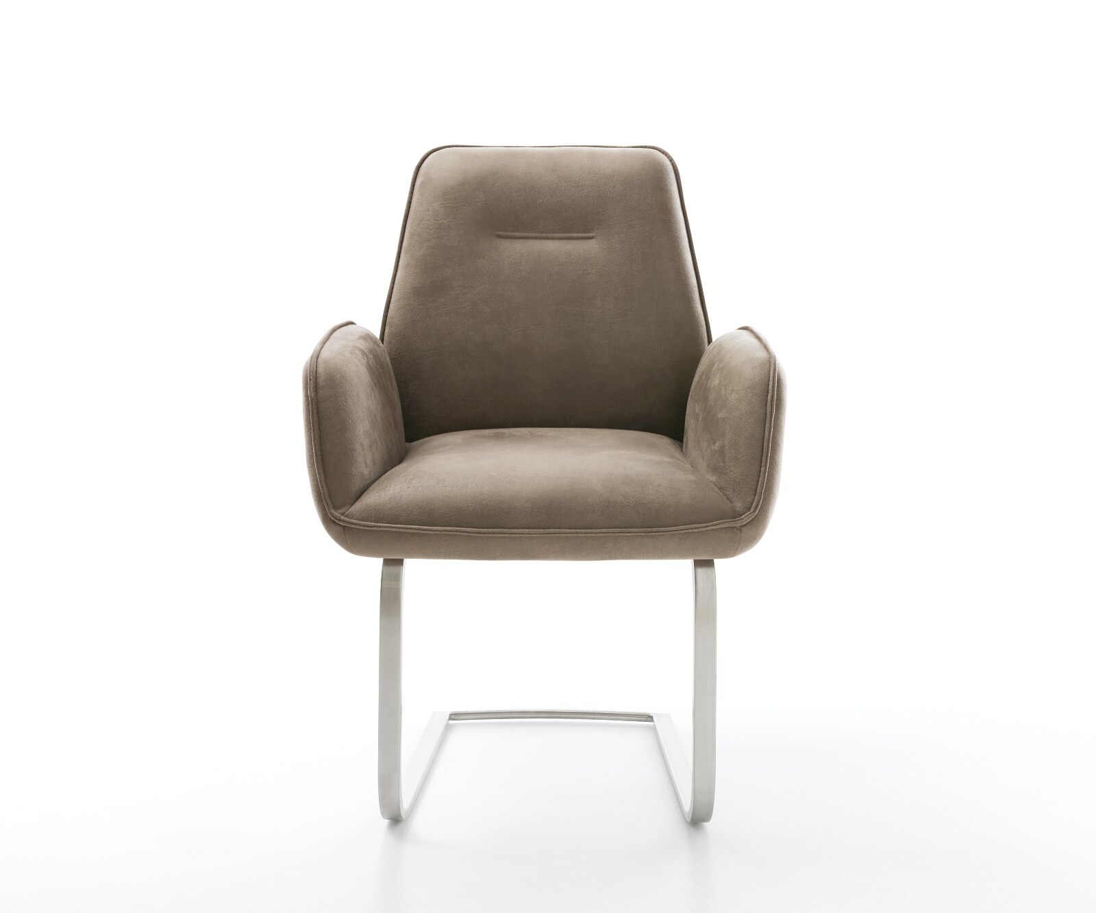 Cantilever Zoa-Flex microvelours taupe vintage pied cantilever plat acier inoxydable brossé ressorts ensachés 2