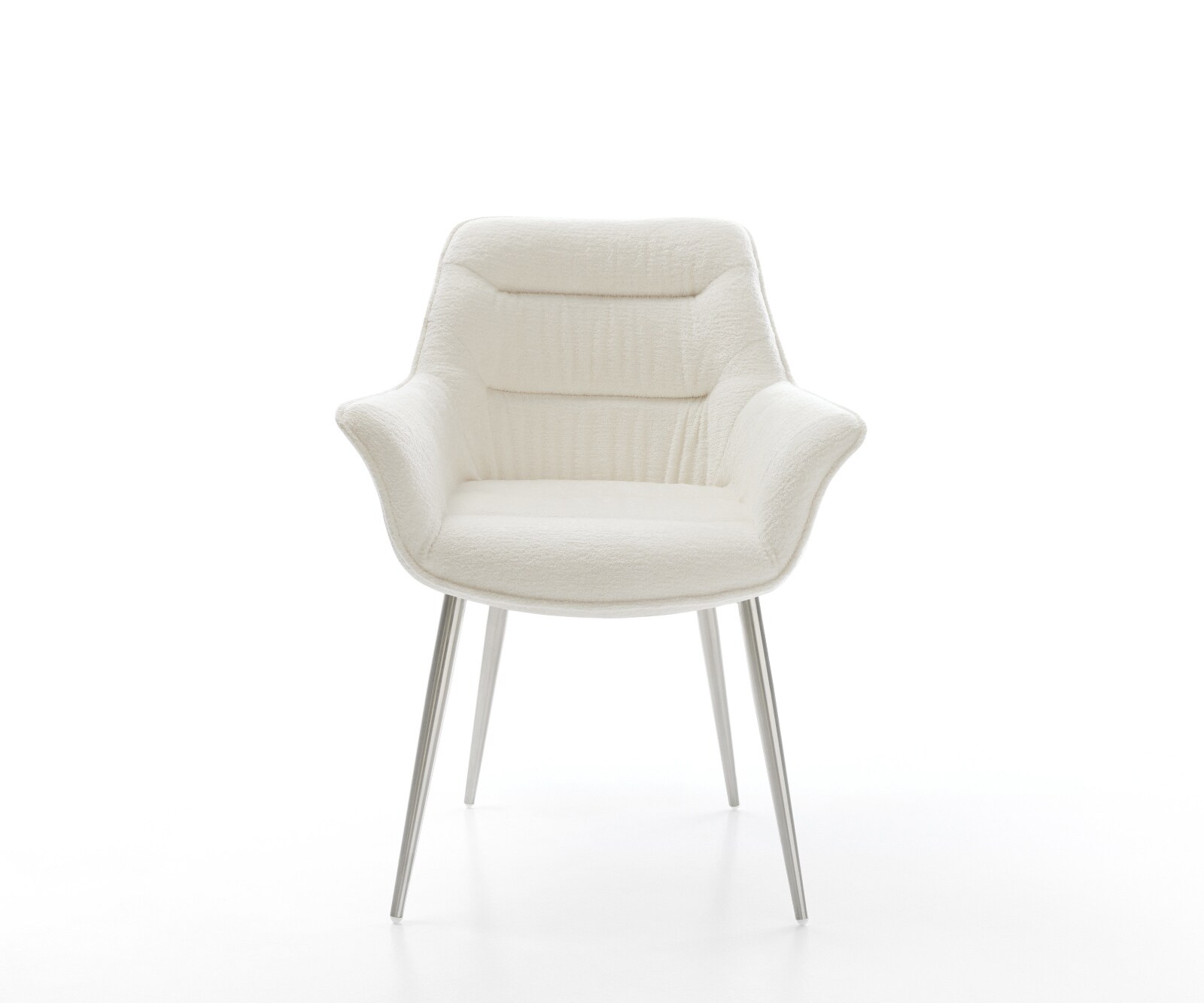 Esszimmerstuhl Kaira-Flex Bouclé Soft Beige 4-Fuß konisch Edelstahl 1