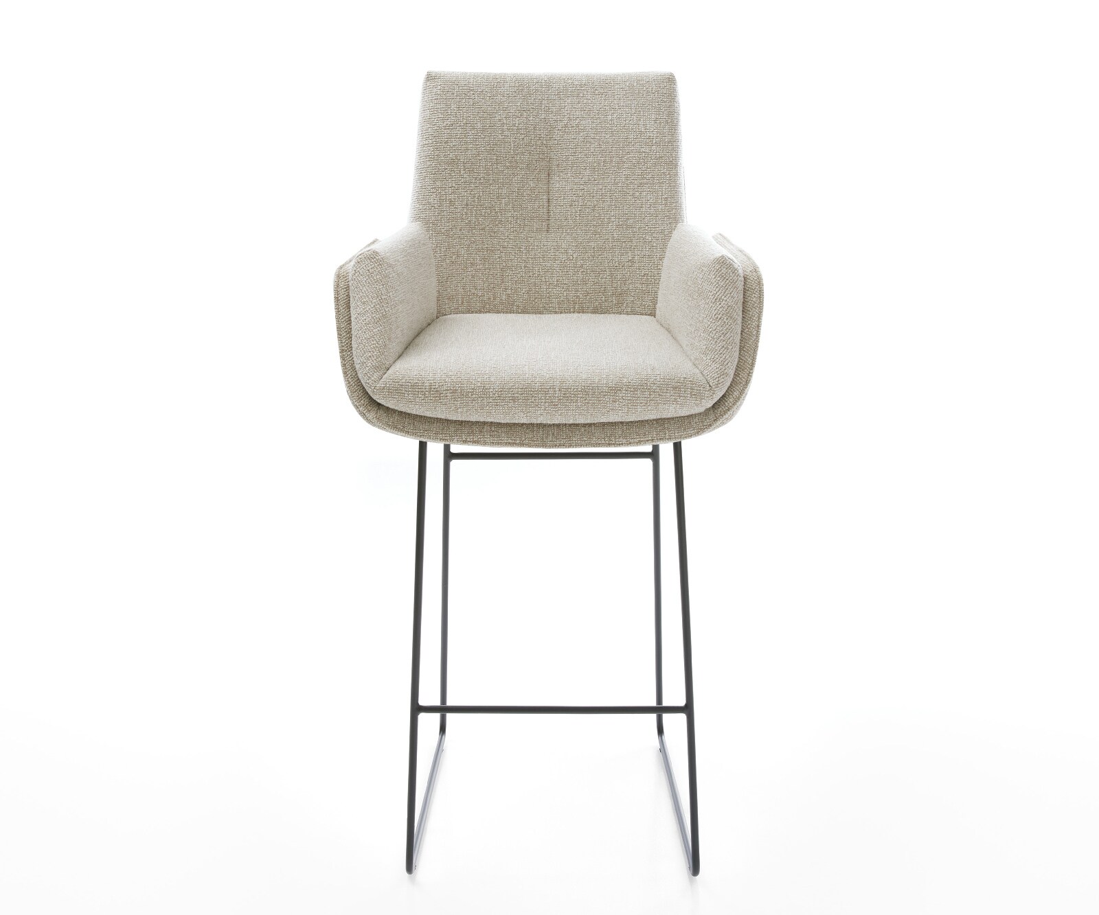 Barstuhl Clea-Flex Webstoff Soft Beige Kufengestell Metall Schwarz 2