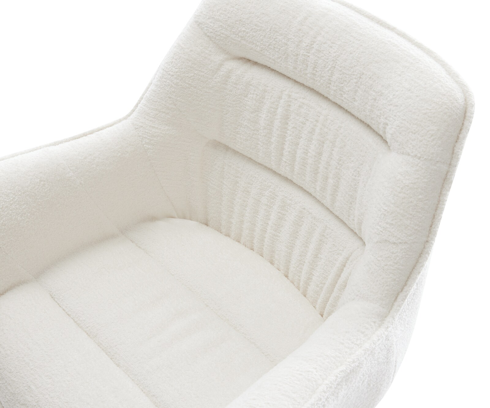 Drehstuhl Kaira-Flex Bouclé Soft Beige Kreuzgestell breit Schwarz 360° drehbar Wippfunktion 4
