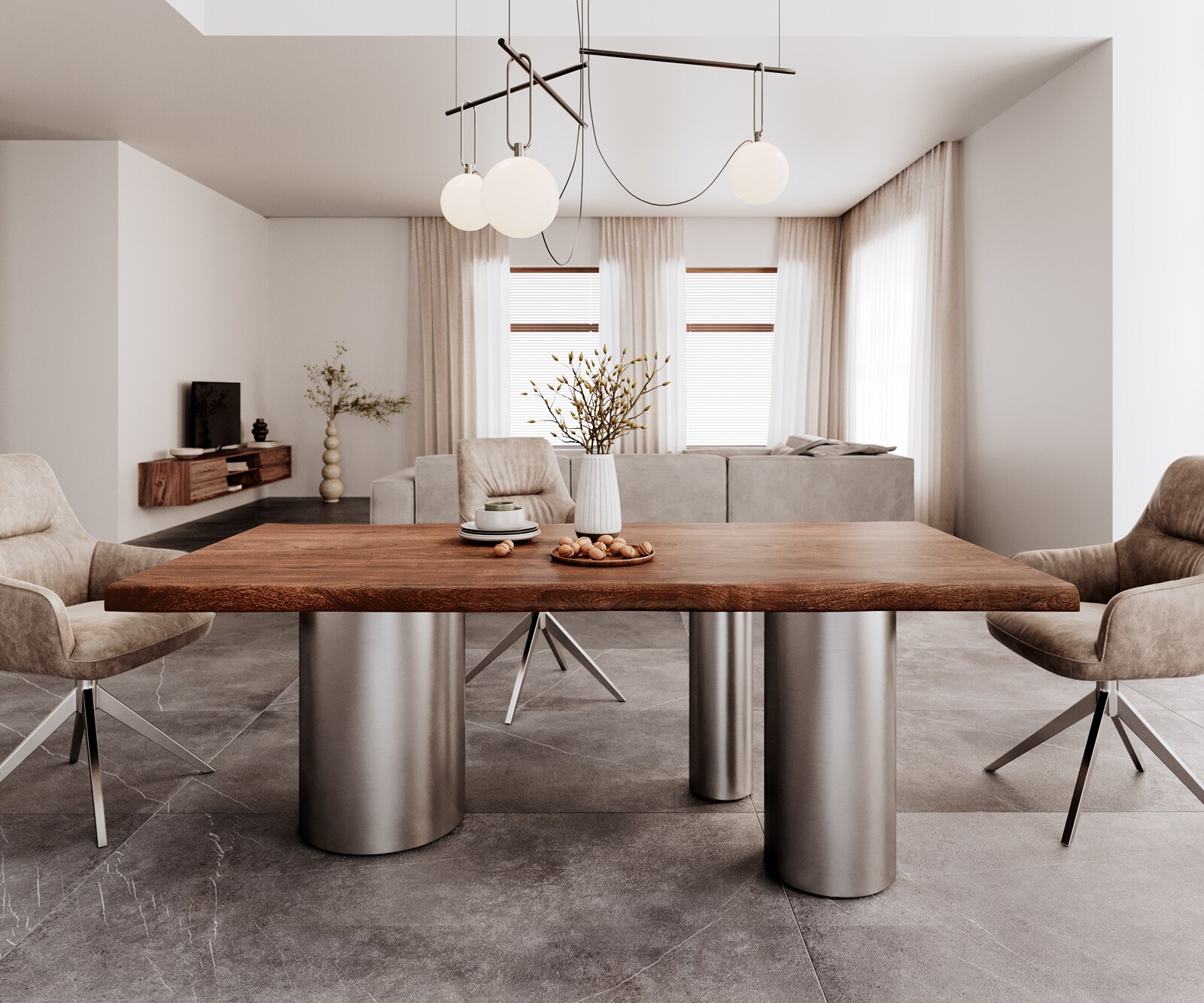Pieds de table Troa acier inoxydable brossé pour plateaux de table à partir de 200 cm 1