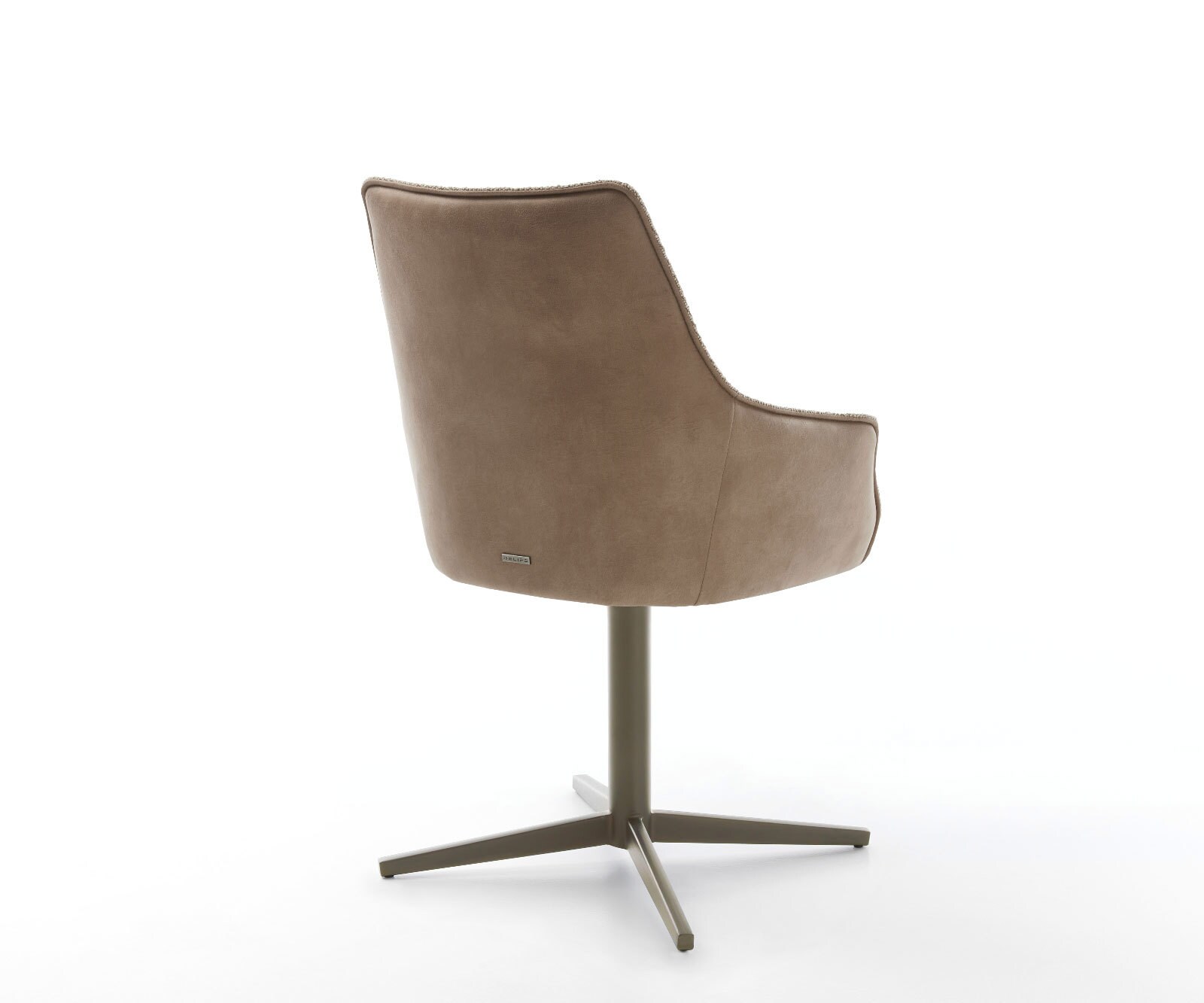 Chaise-pivotante Alja-Flex avec accoudoirs tissu mixte couleur boue pied de chaise 4 branches aspect titane pivotement sur 360° ressorts ensachés 4