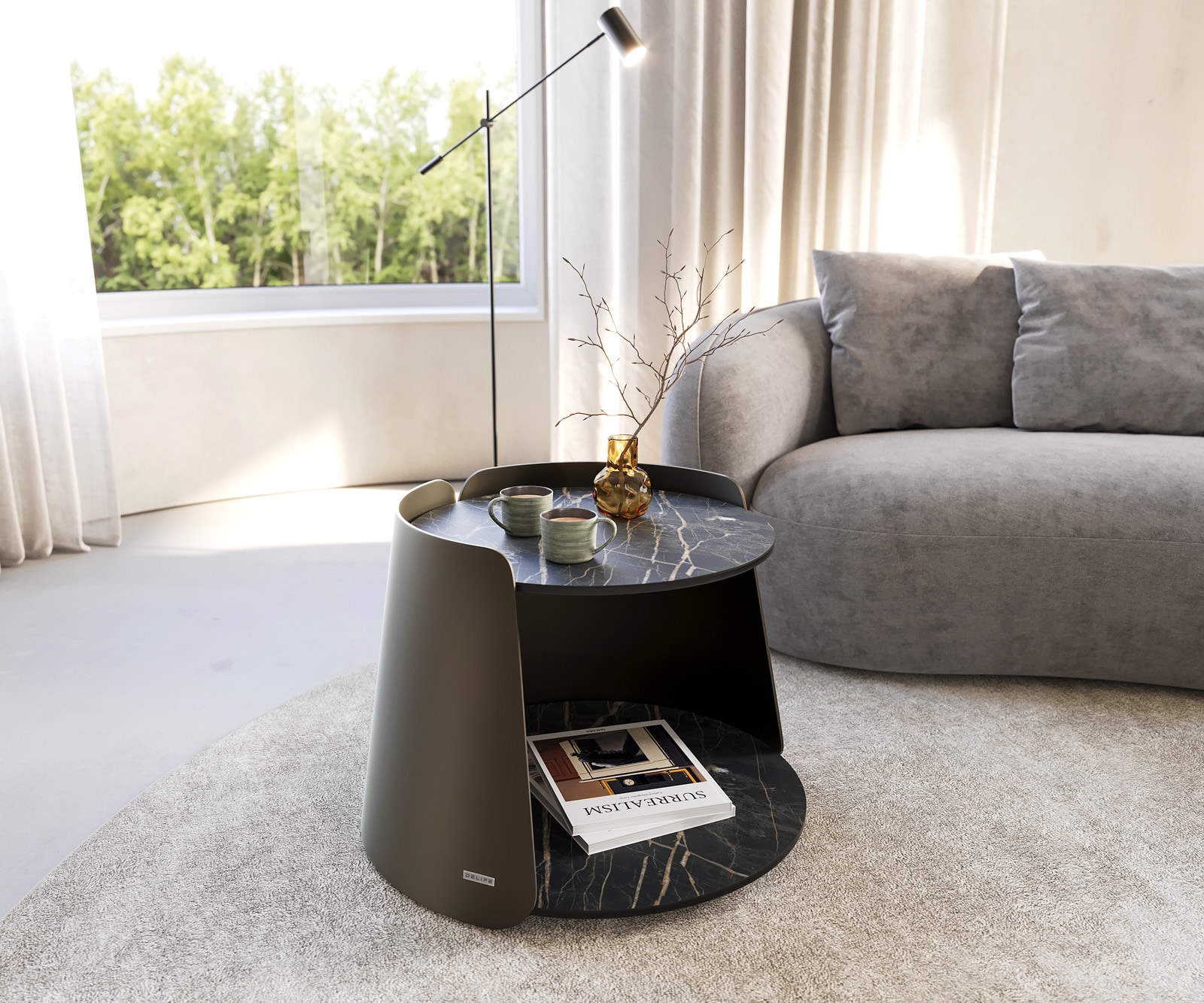 Couchtisch Daban 59x59 cm Keramik Laminam®Noir Desir Braun Gestell Metall Titanfarbig Couchtisch Daban 59x59 cm Keramik Laminam®Noir Desir Braun Gestell Metall Titanfarbig