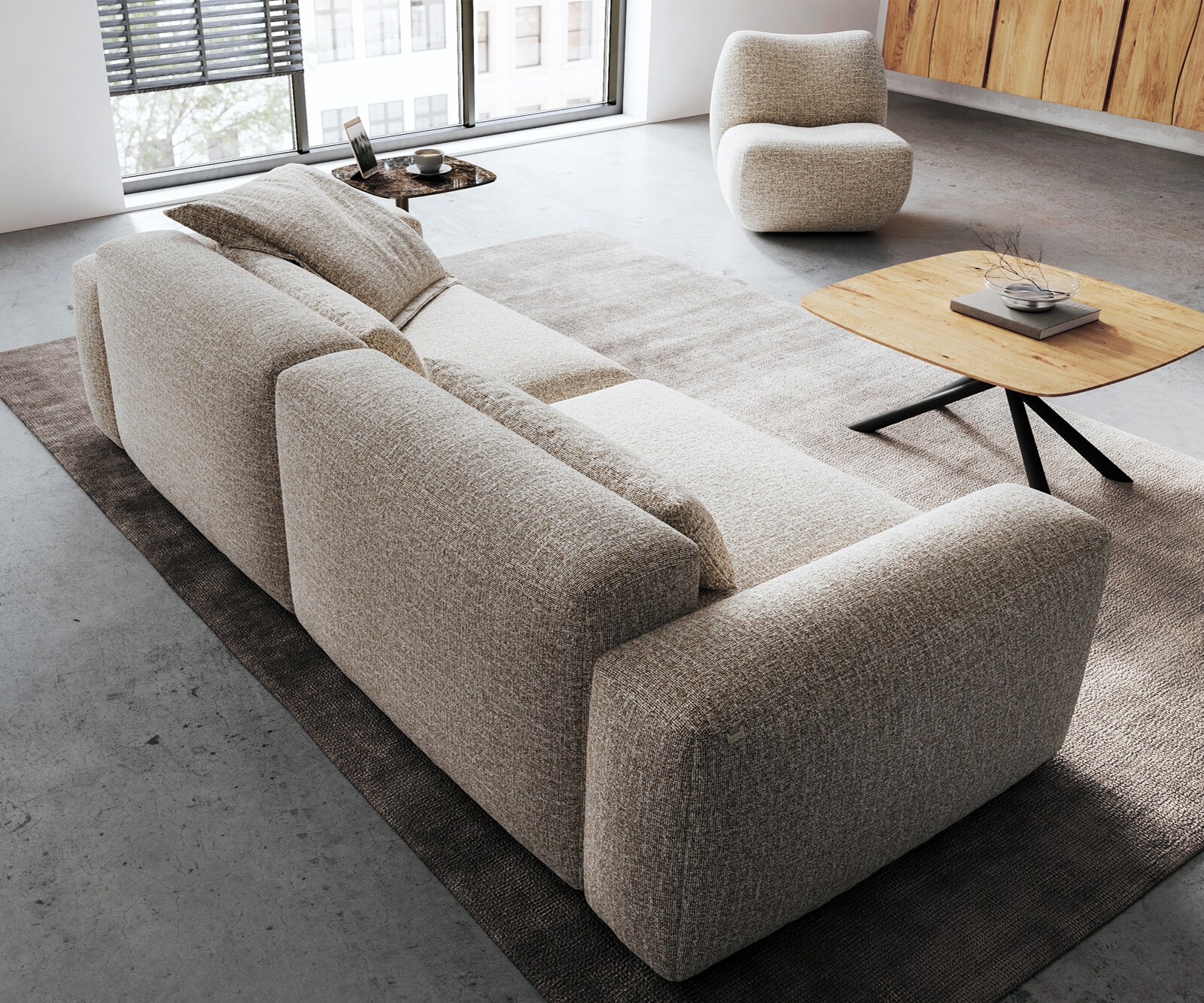 Big-Sofa Freestyle 280x110 cm Webstoff Soft Beige Kappnaht 4
