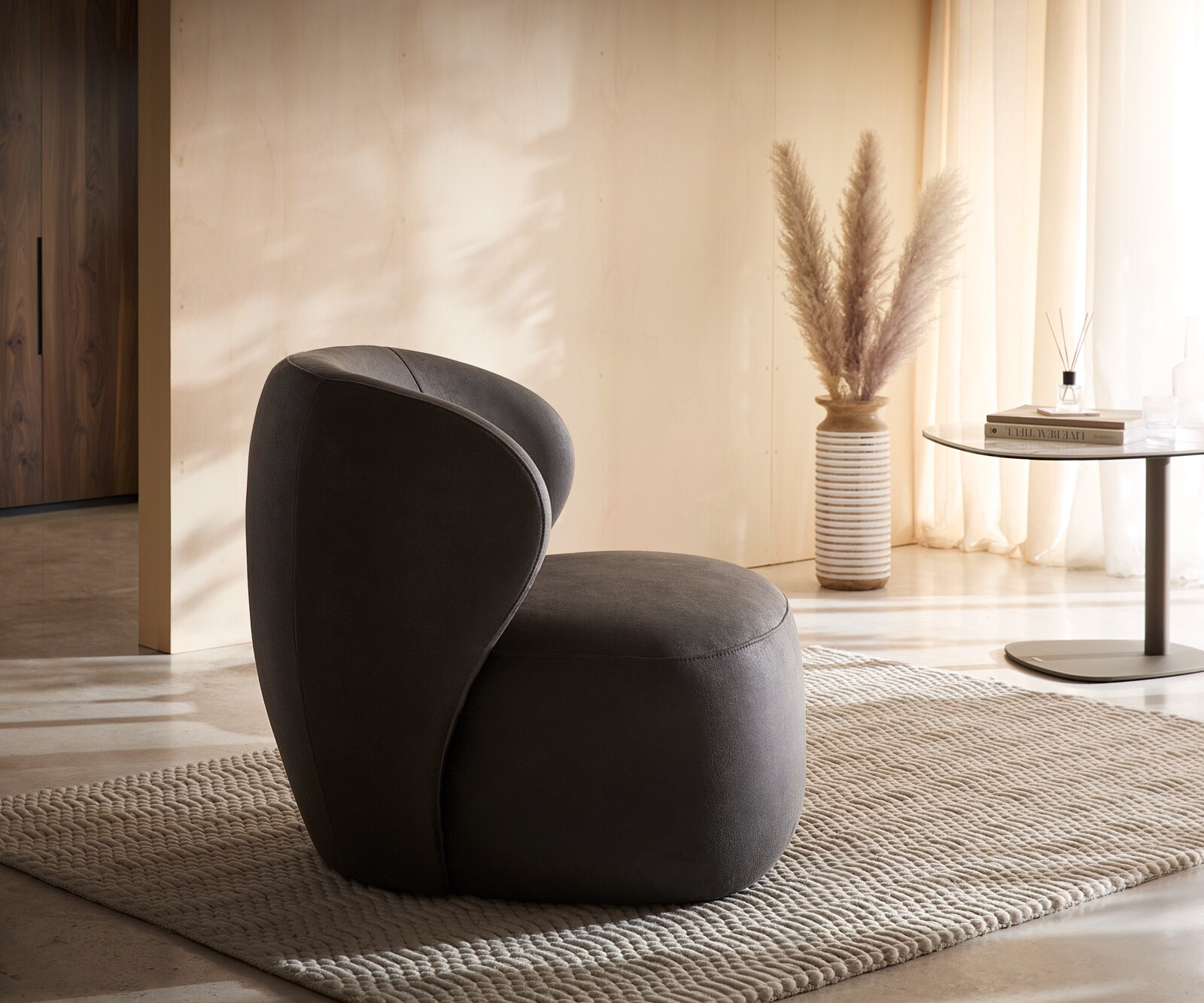 Loungesessel Pulo 80x80 cm Mikrofaser Anthrazit Vintage 3