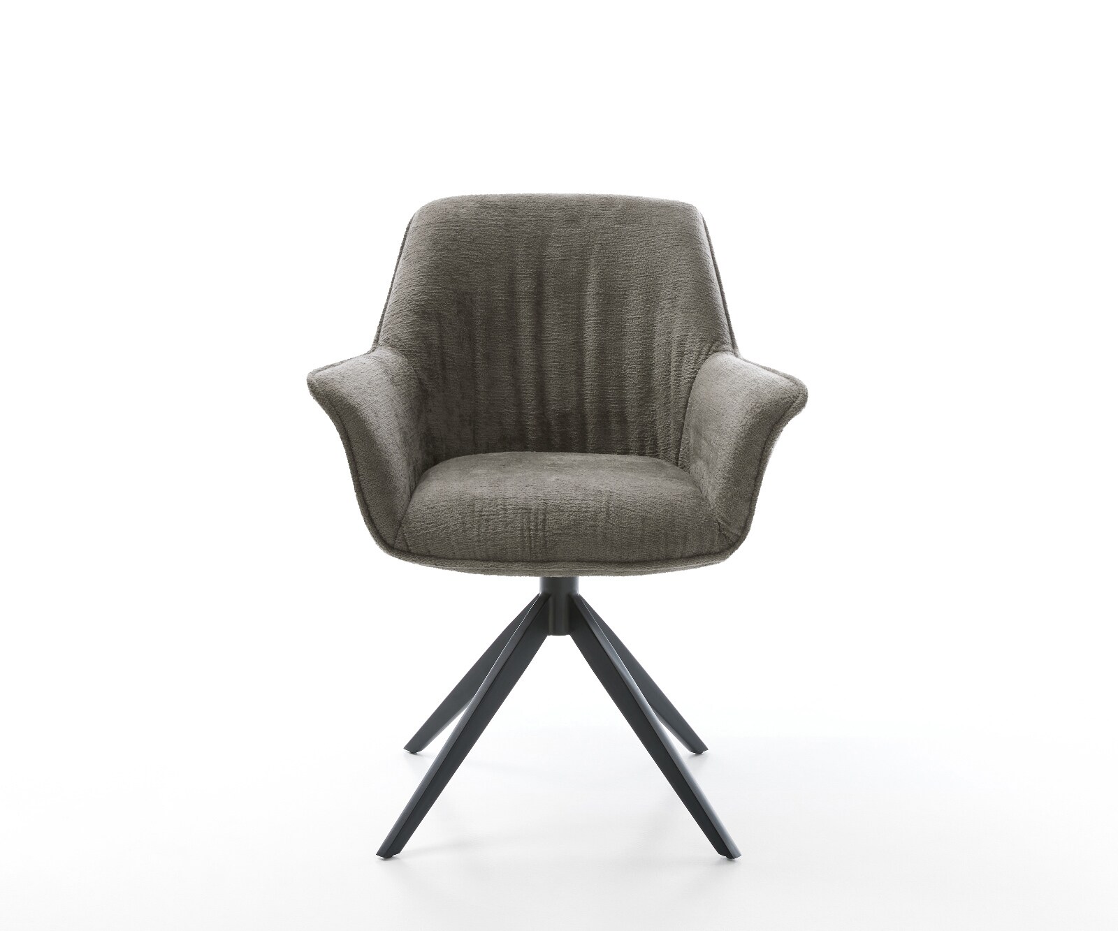Drehstuhl Keila-Flex mit Armlehnen Bouclé Soft Schlamm Kreuzgestell breit Schwarz 360° drehbar Wippfunktion 2