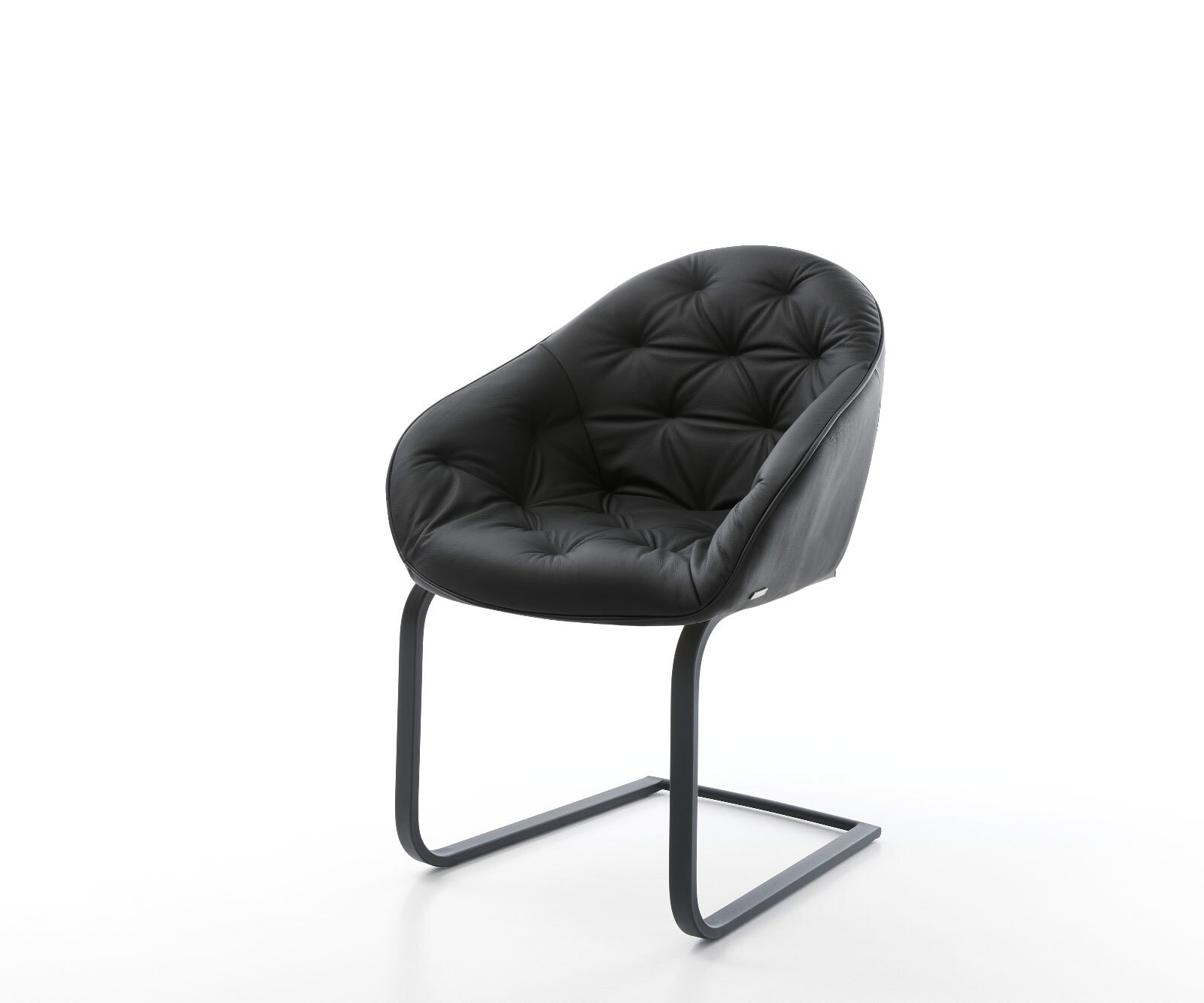 Freischwinger Gaio-Flex Echt-Leder Schwarz Freischwinger flach Schwarz