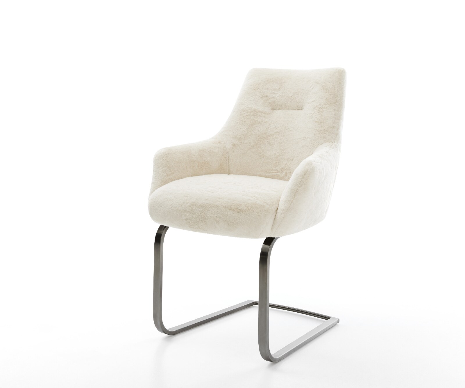 Freischwinger Alja-Flex mit Armlehnen Plüsch Creme-Weiß Freischwinger flach Graphit Taschenfederkern 1