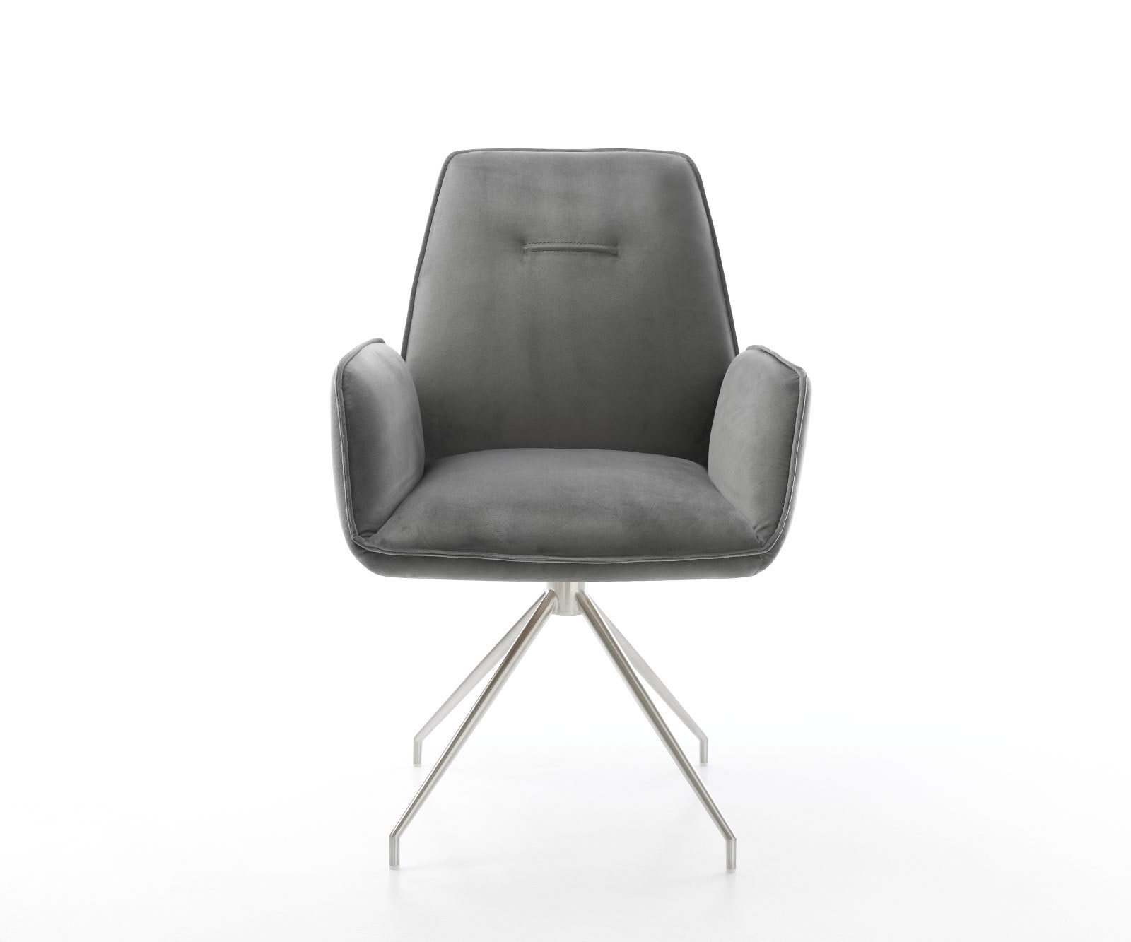 Esszimmerstuhl Zoa-Flex Samt Grau Kreuzgestell konisch Edelstahl Taschenfederkern 2 Esszimmerstuhl Zoa-Flex Samt Grau Kreuzgestell konisch Edelstahl Taschenfederkern 2