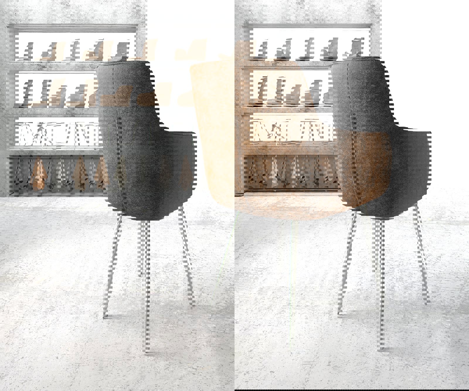 Armlehnstuhl Pejo-Flex Braun Antik 4-Fuß konisch Edelstahl 4