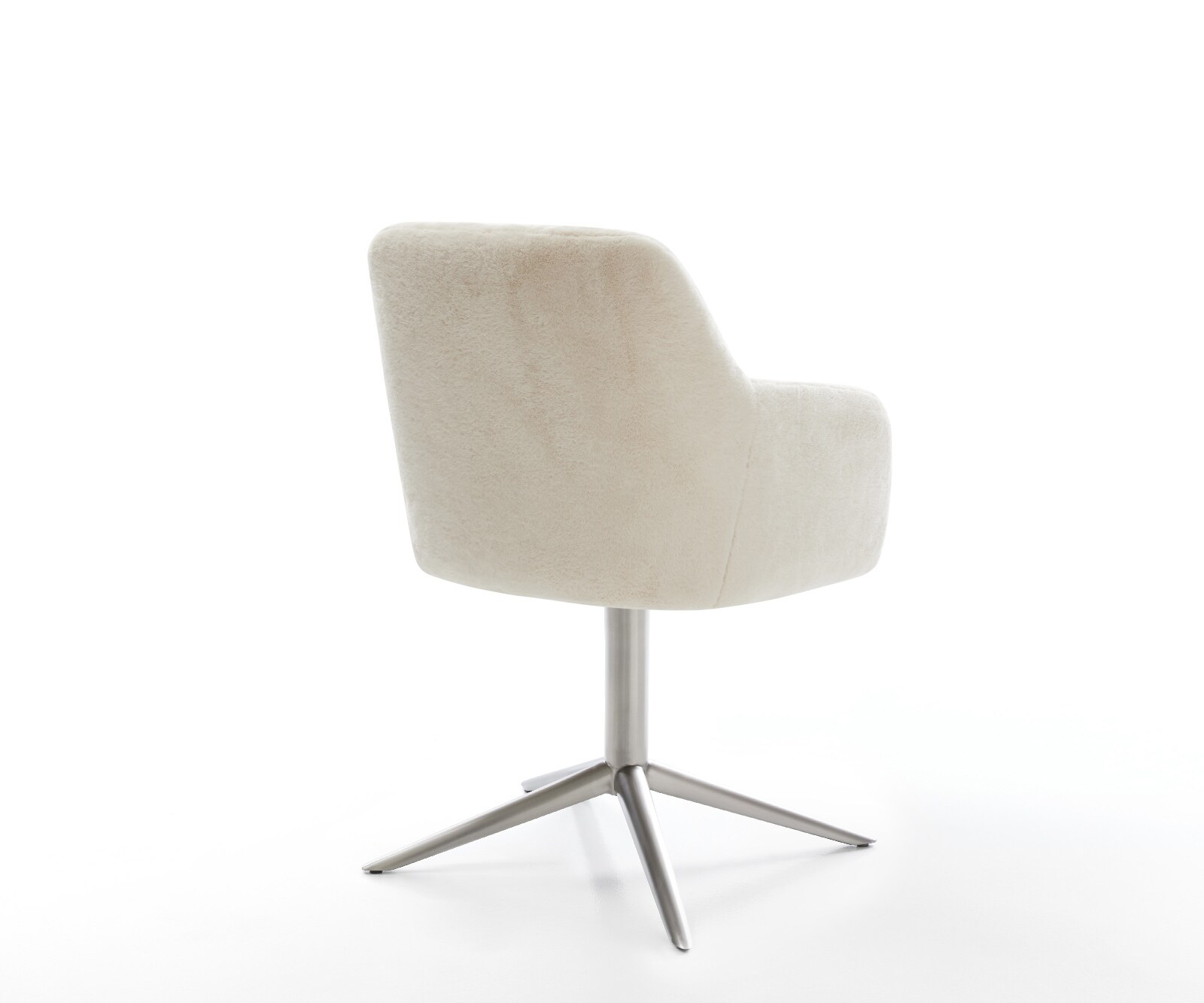 Drehstuhl Greg-Flex Plüsch Creme-Weiß Fußkreuz Edelstahl 360° drehbar Wippfunktion Taschenfederkern 4