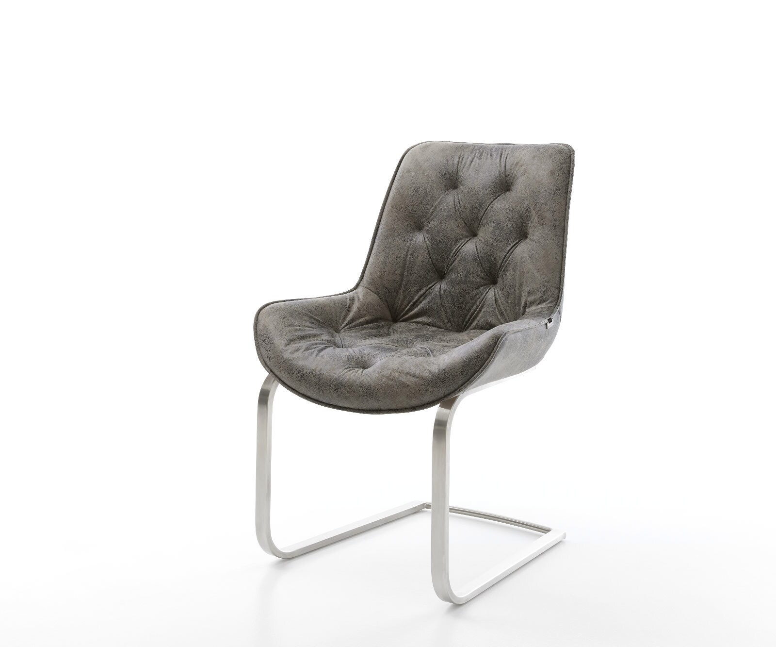 Cantilever Taimi-Flex microvelours gris antique pied cantilever plat acier inoxydable brossé 1