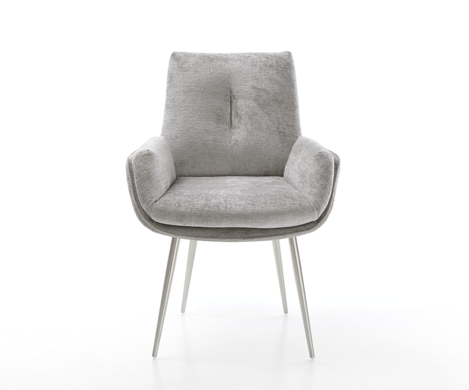 Esszimmerstuhl Clea-Flex Chenille Silbergrau 4-Fuß konisch Edelstahl 1 Esszimmerstuhl Clea-Flex Chenille Silbergrau 4-Fuß konisch Edelstahl 1