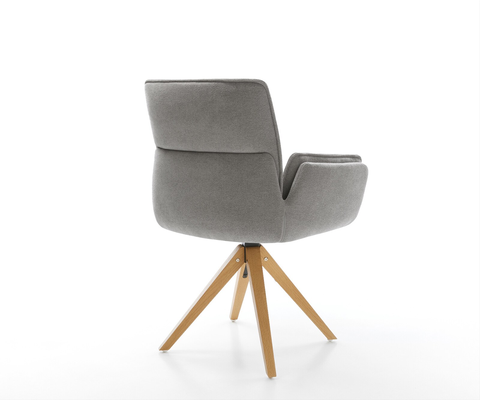 Drehstuhl Nela-Flex Strukturstoff Soft Grau Holzgestell kantig Natur 360° drehbar 5