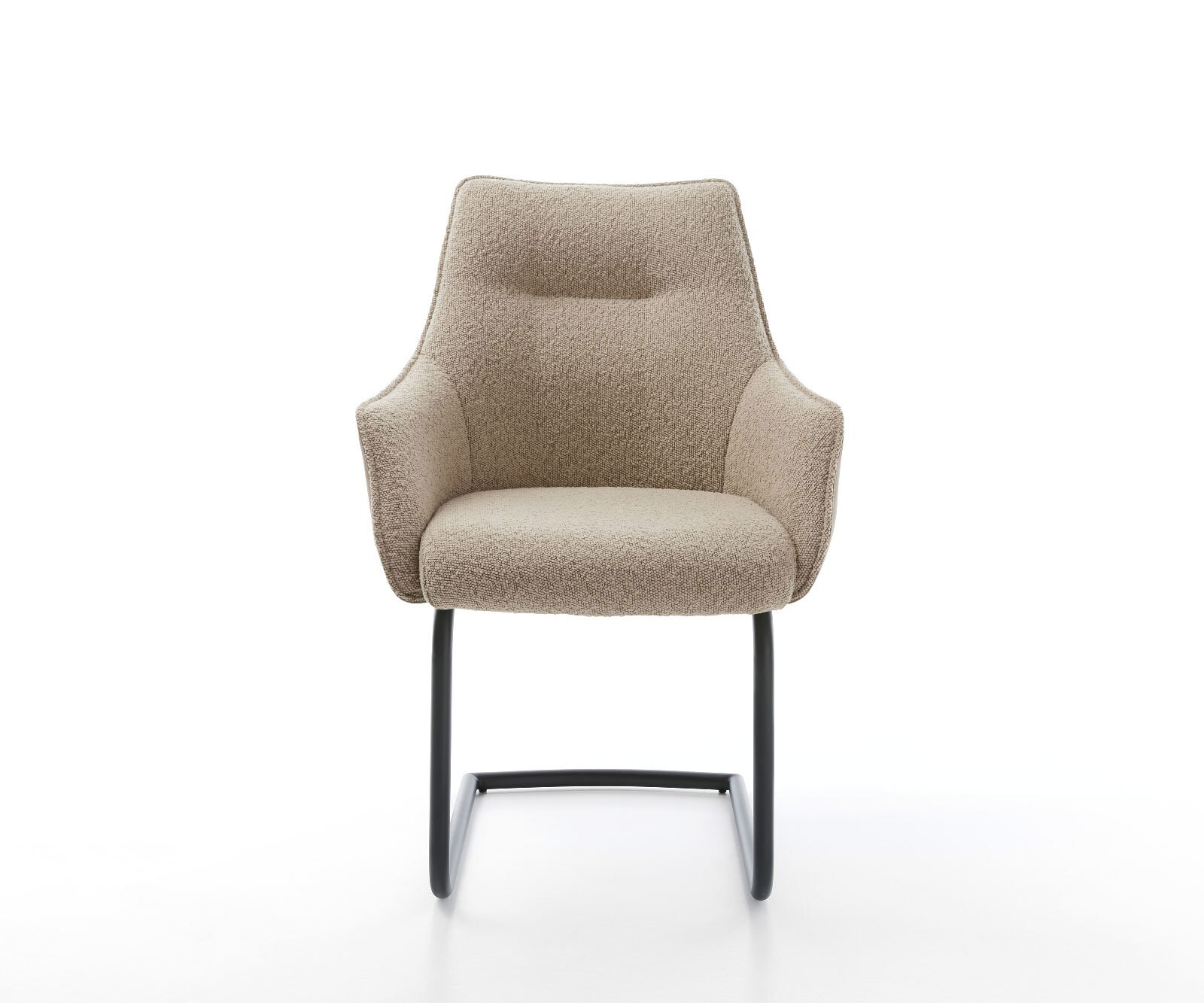 Cantilever Alja-Flex avec accoudoirs tissu mixte couleur boue pied cantilever rond noir ressorts ensachés 2