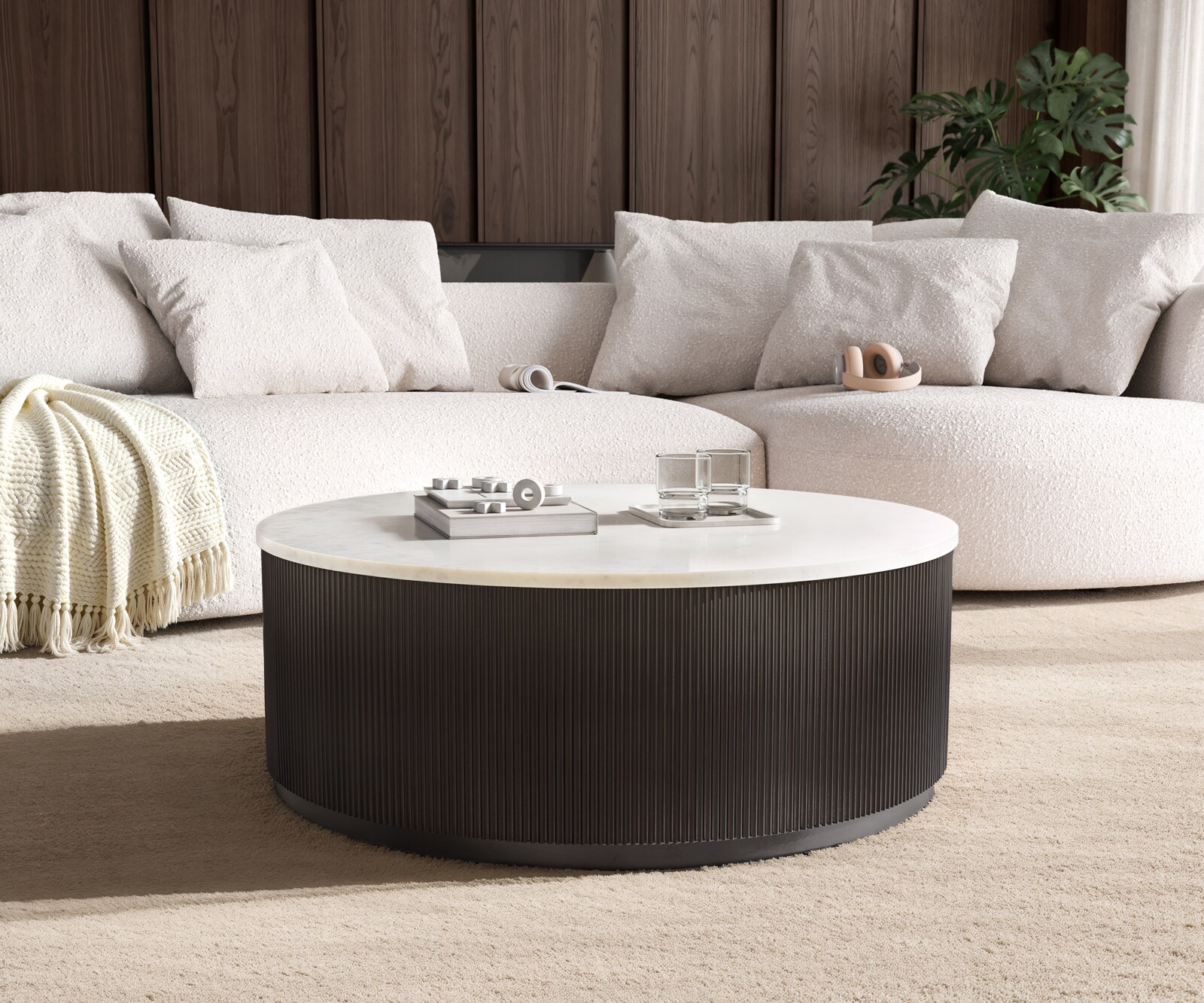 Couchtisch Fiorano 90x90 cm Marmor Weiß Metall Silber Fusion Finish 3